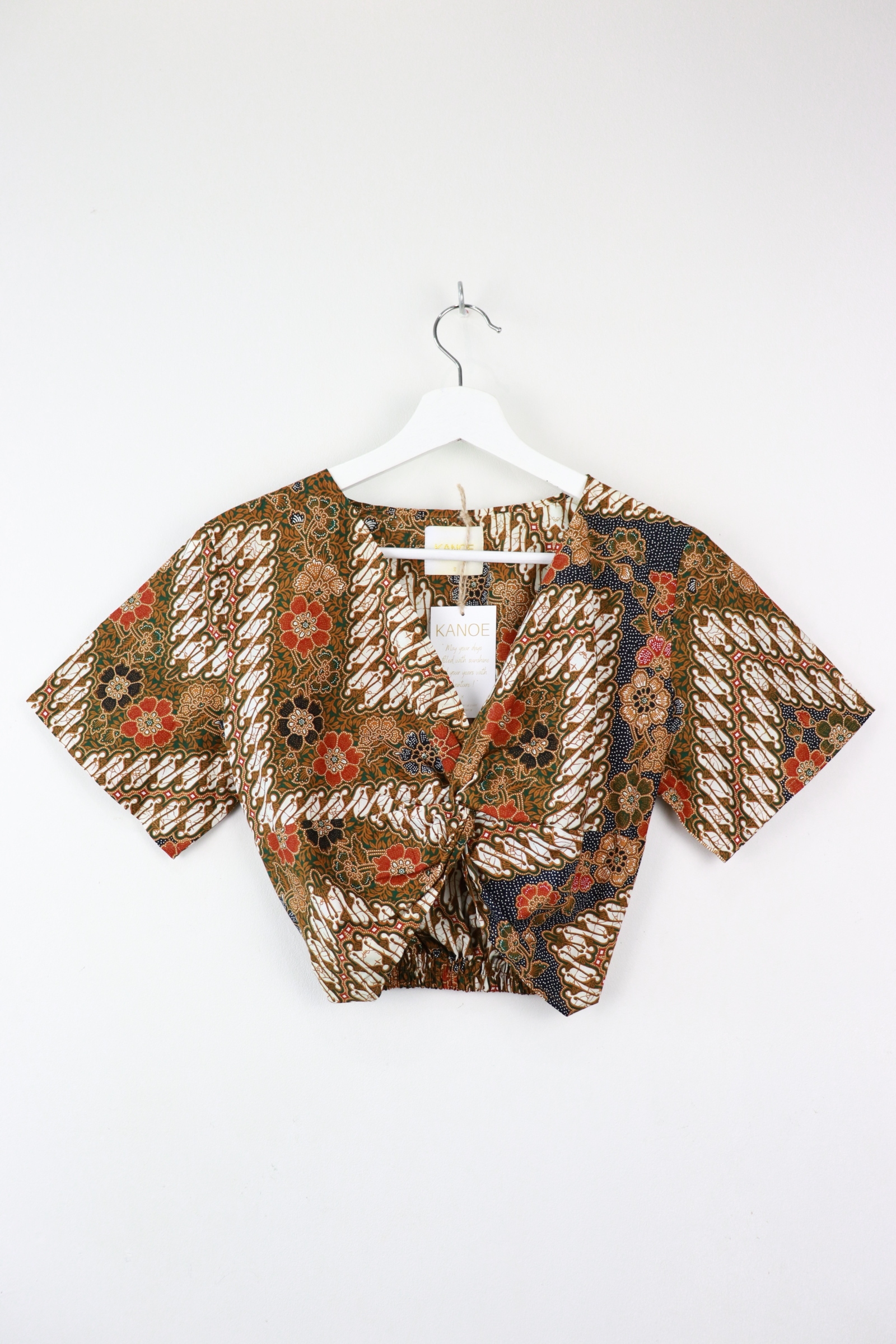 Twisted Front Batik Top - Chestnut (Black)