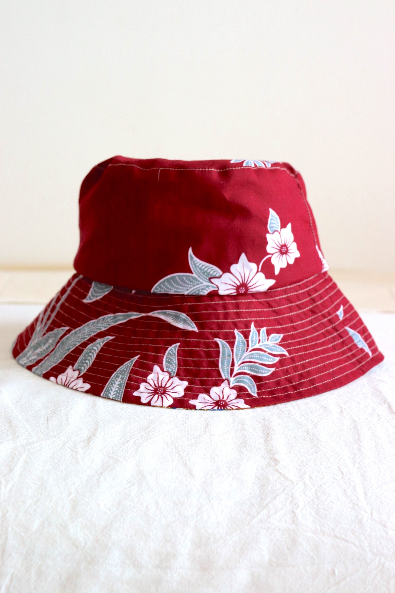 Batik Bucket Hat Wide Brim - Vermillion Shade