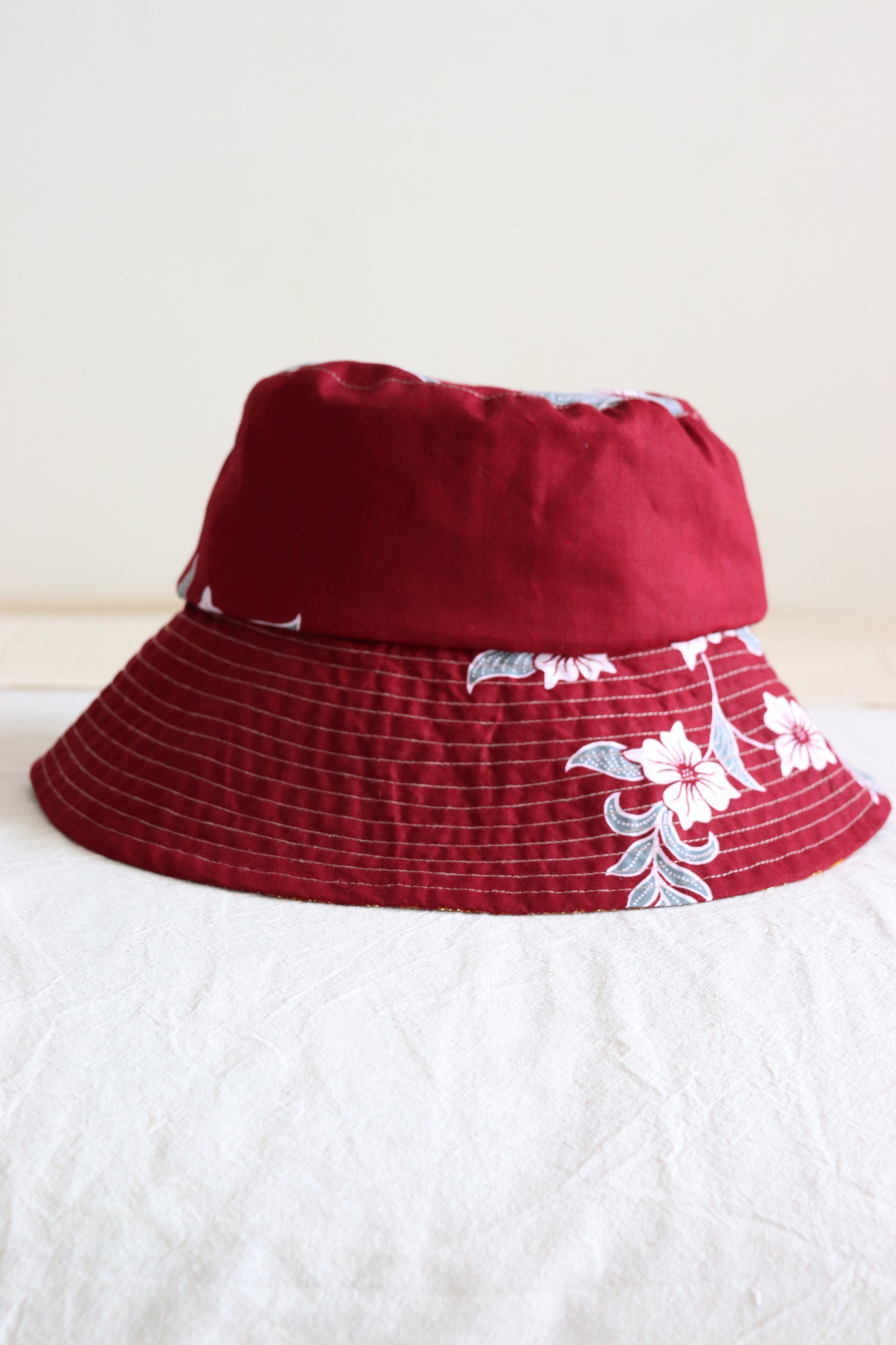 Batik Bucket Hat Wide Brim - Vermillion Shade