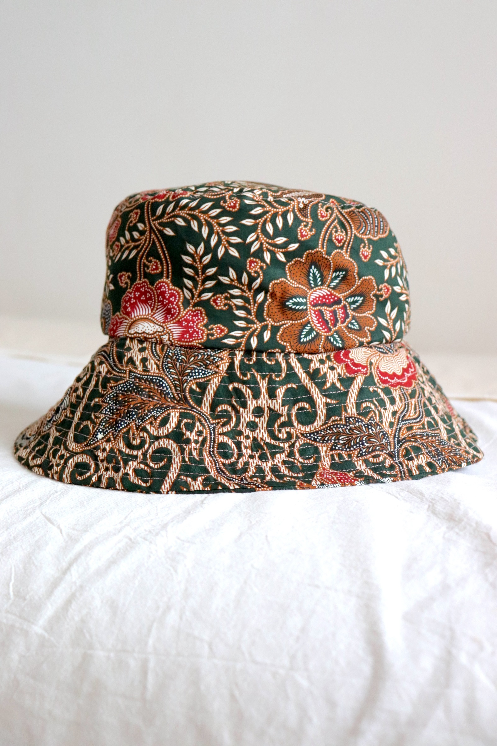 Batik Bucket Hat Wide Brim - Emerald Sky