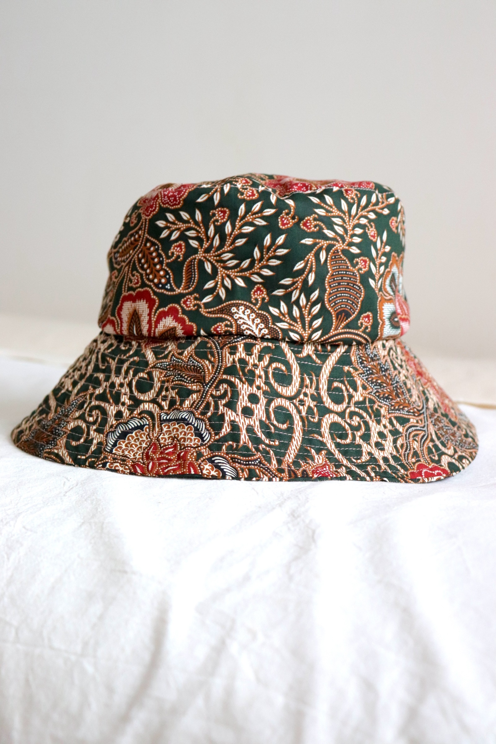Batik Bucket Hat Wide Brim - Emerald Sky