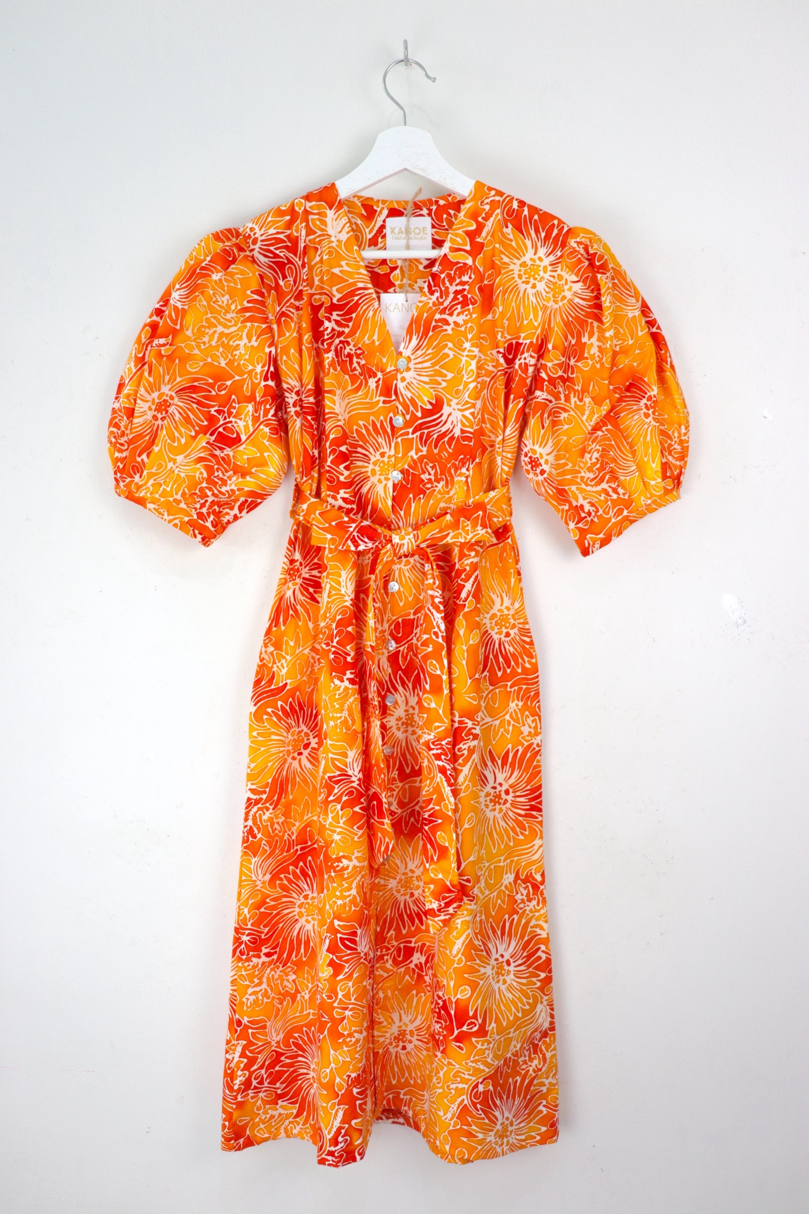 Balloon Sleeve Batik Dress - Clementine