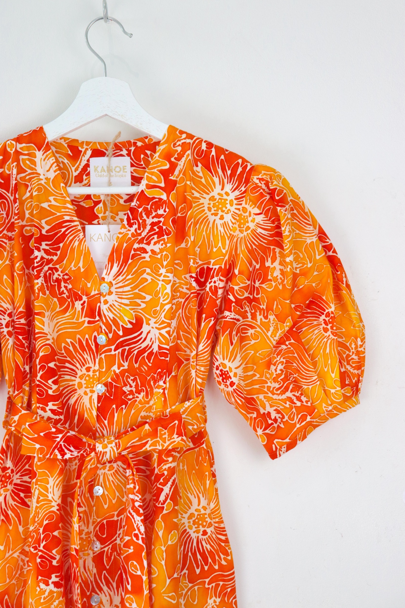 Balloon Sleeve Batik Dress - Clementine