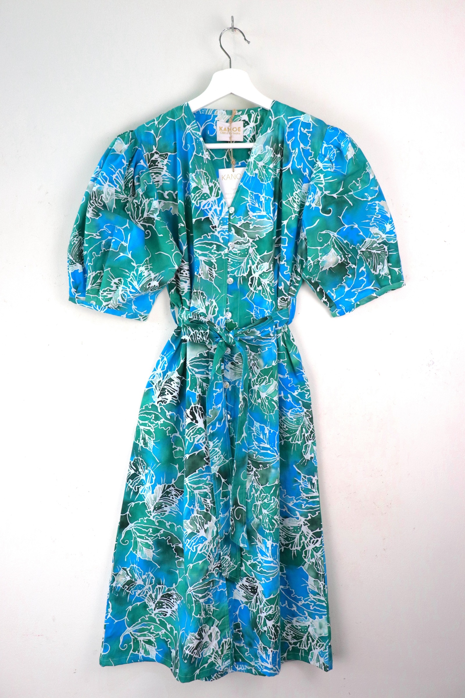 Balloon Sleeve Batik Dress - Aurora