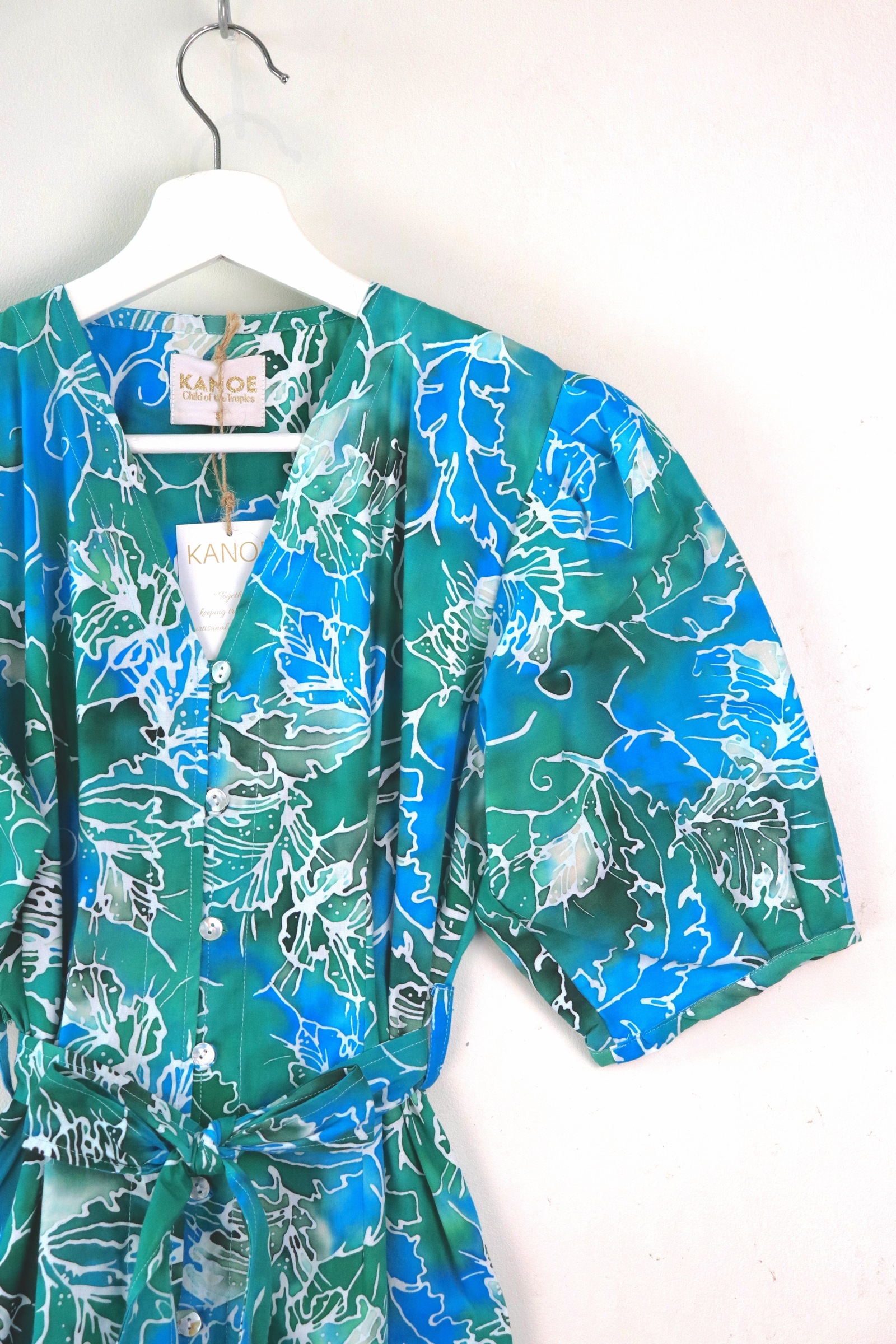 Balloon Sleeve Batik Dress - Aurora
