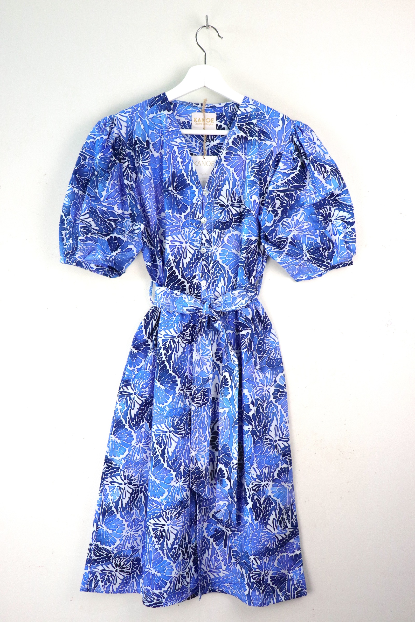 Balloon Sleeve Batik Dress - Santorini