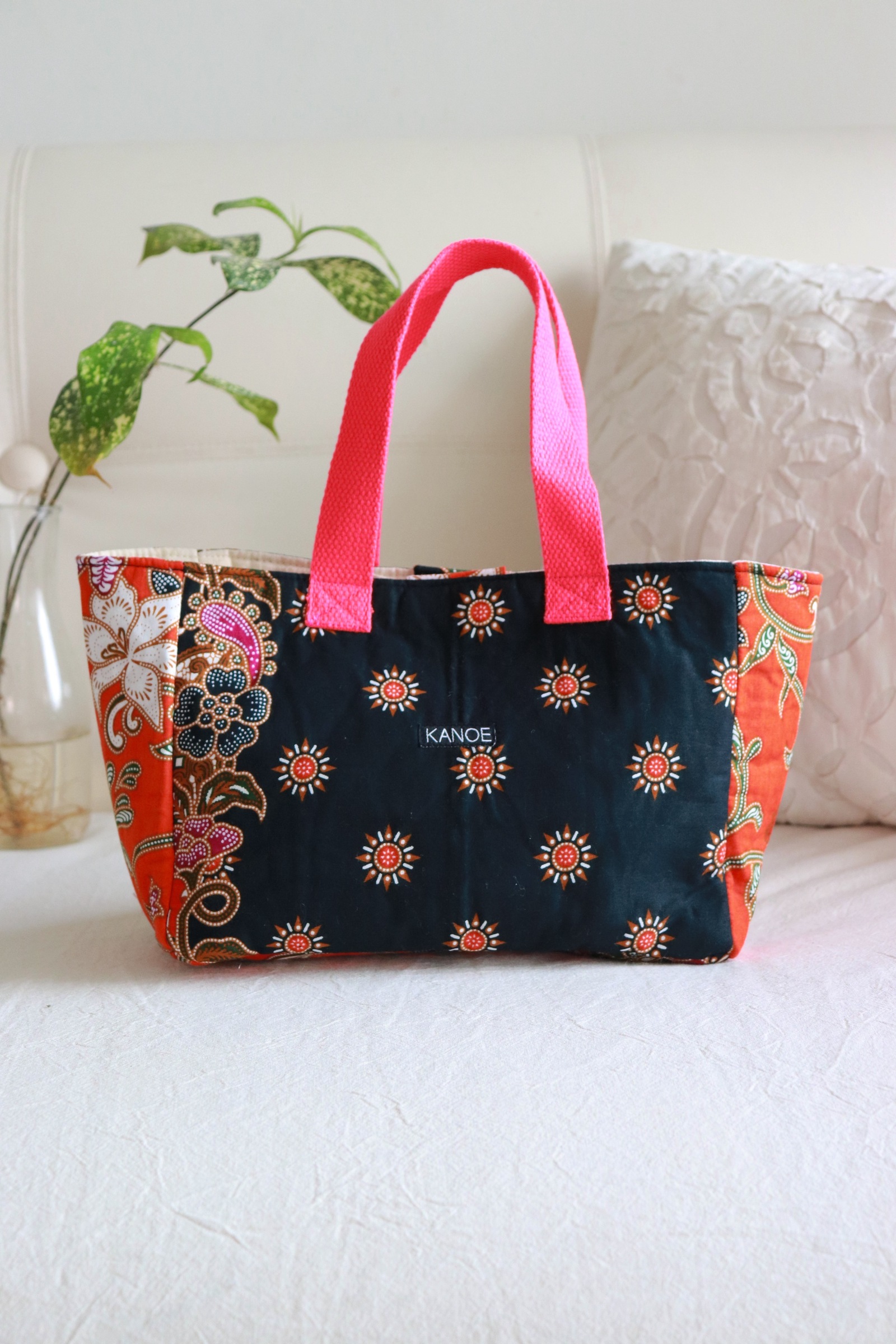Mini Batik Bag - Tangerine Thistles