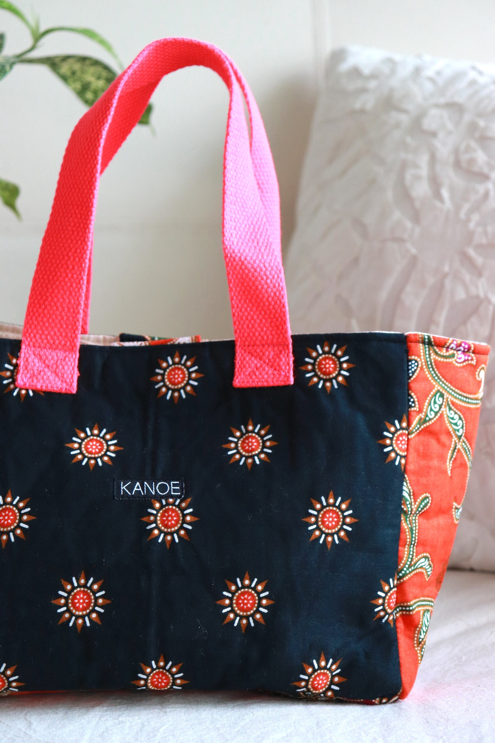 Mini Batik Bag - Tangerine Thistles