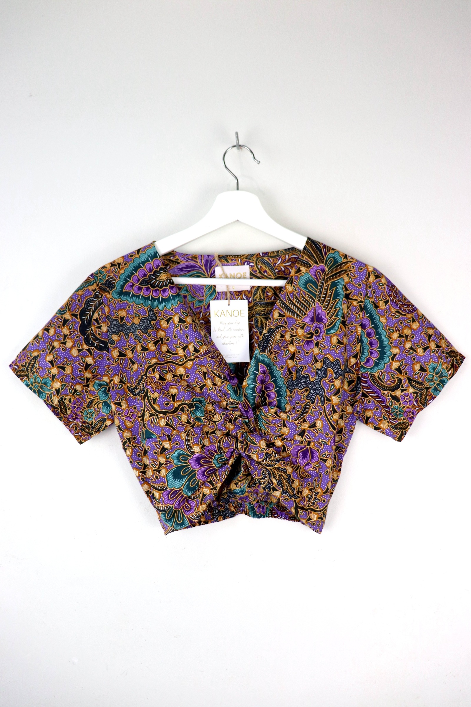 Twisted Front Batik Top - Celestial Blooms