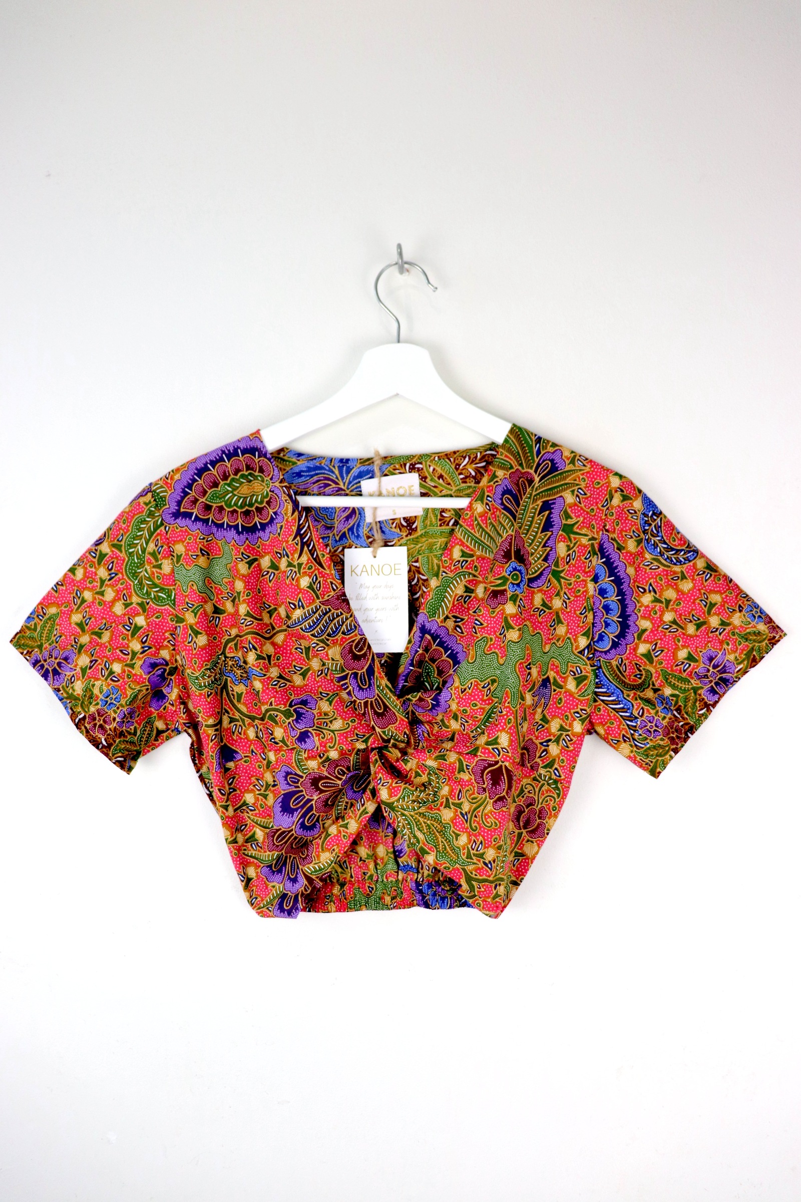 Twisted Front Batik Top - Solar Garlands