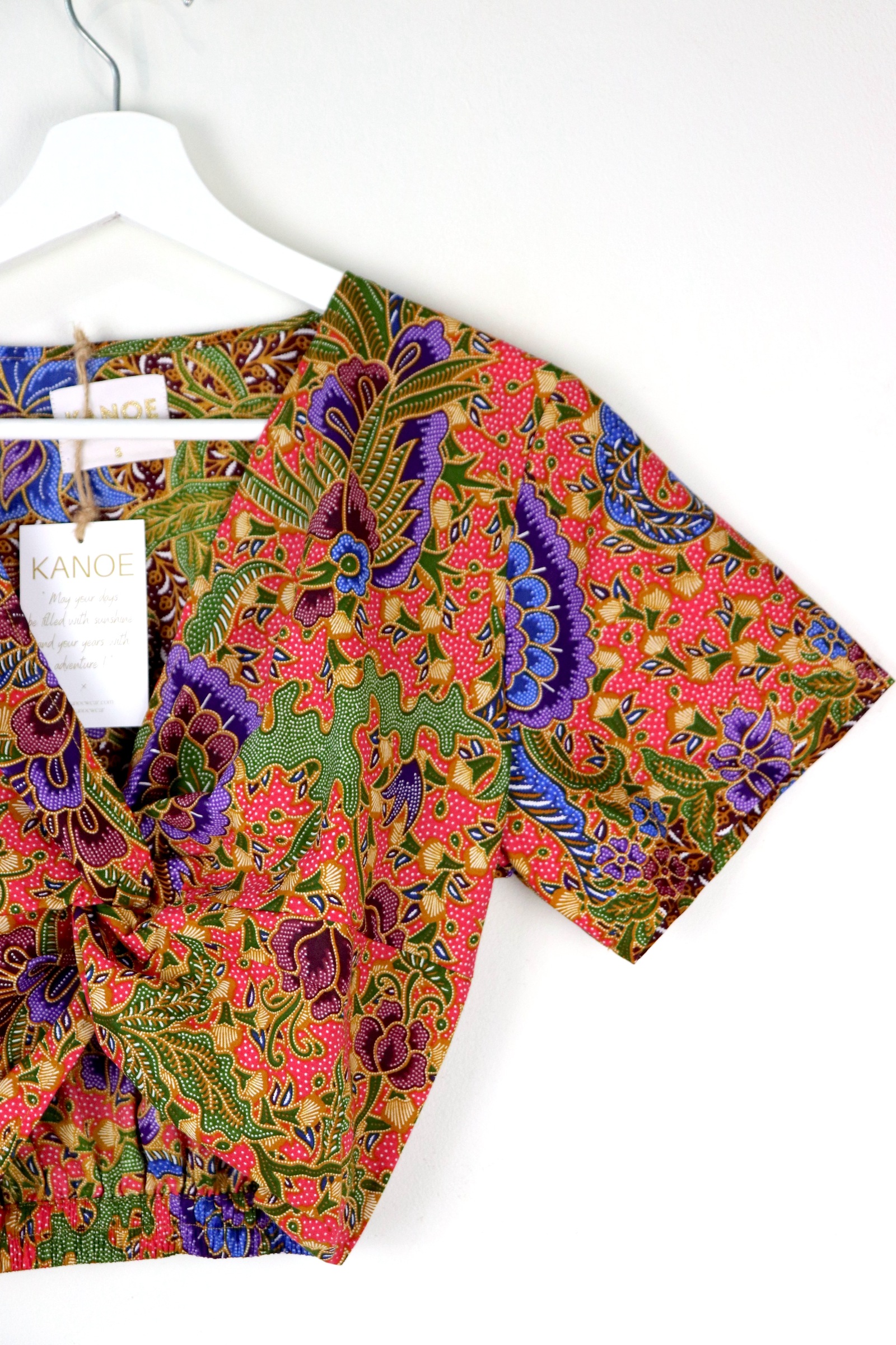 Twisted Front Batik Top - Solar Garlands