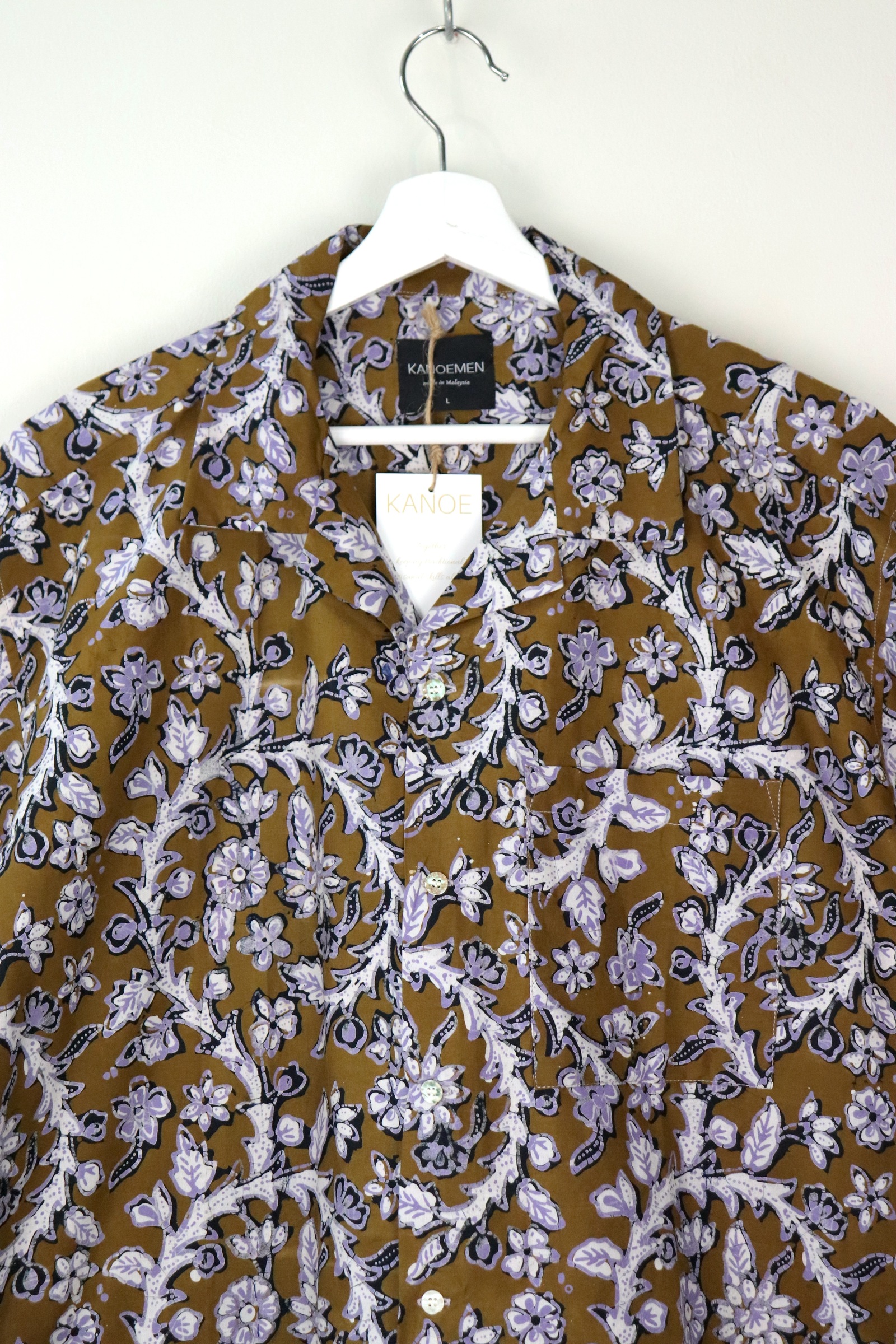 KANOEMEN Handmade Open Collar Batik Shirt - Kaya [ L ]