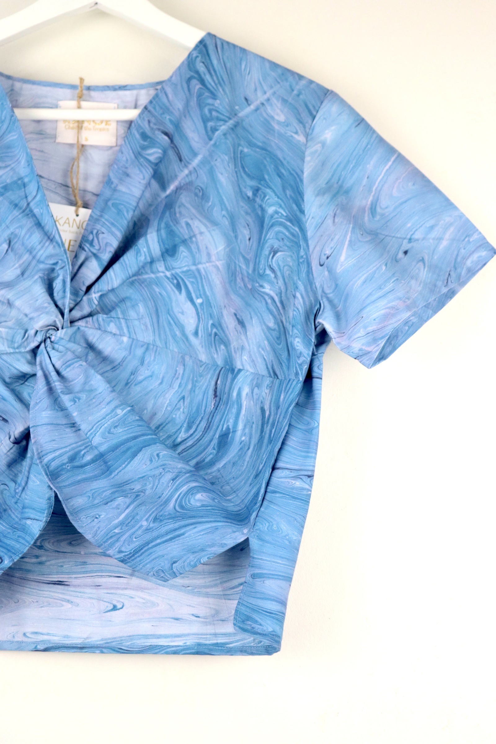 Twisted Front Top w/ Side Slits - Sea Splash [ HandMarbled ]
