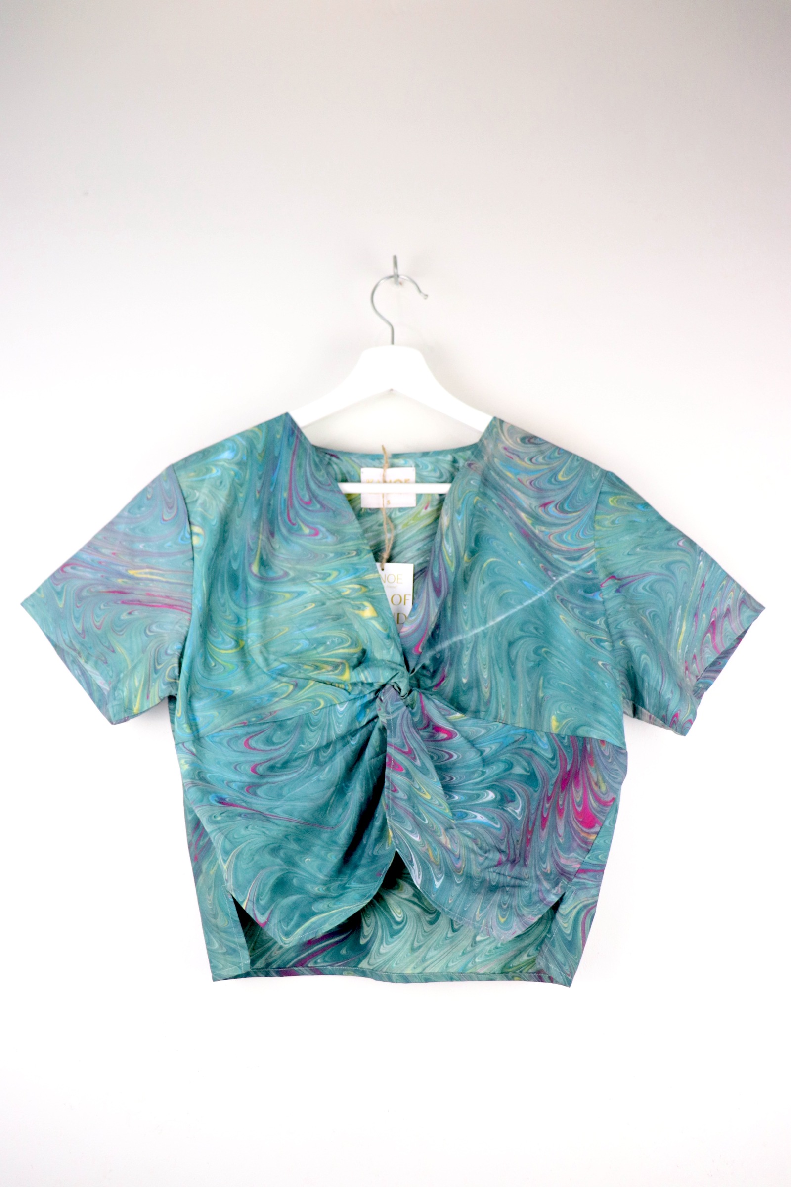 Twisted Front Top w/ Side Slits - Spirulina Waves [ HandMarbled ]
