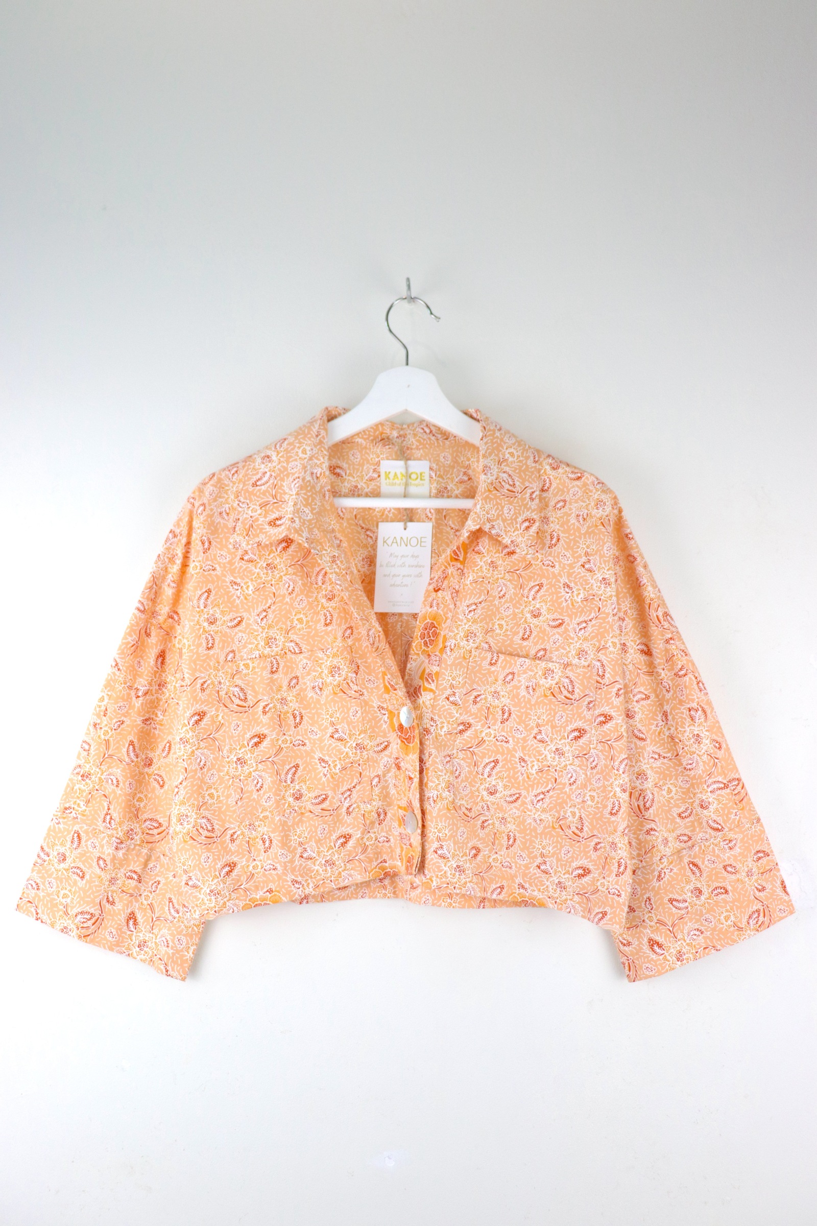 Utilitarian Cropped Batik Shirt - Citrus Sunshine