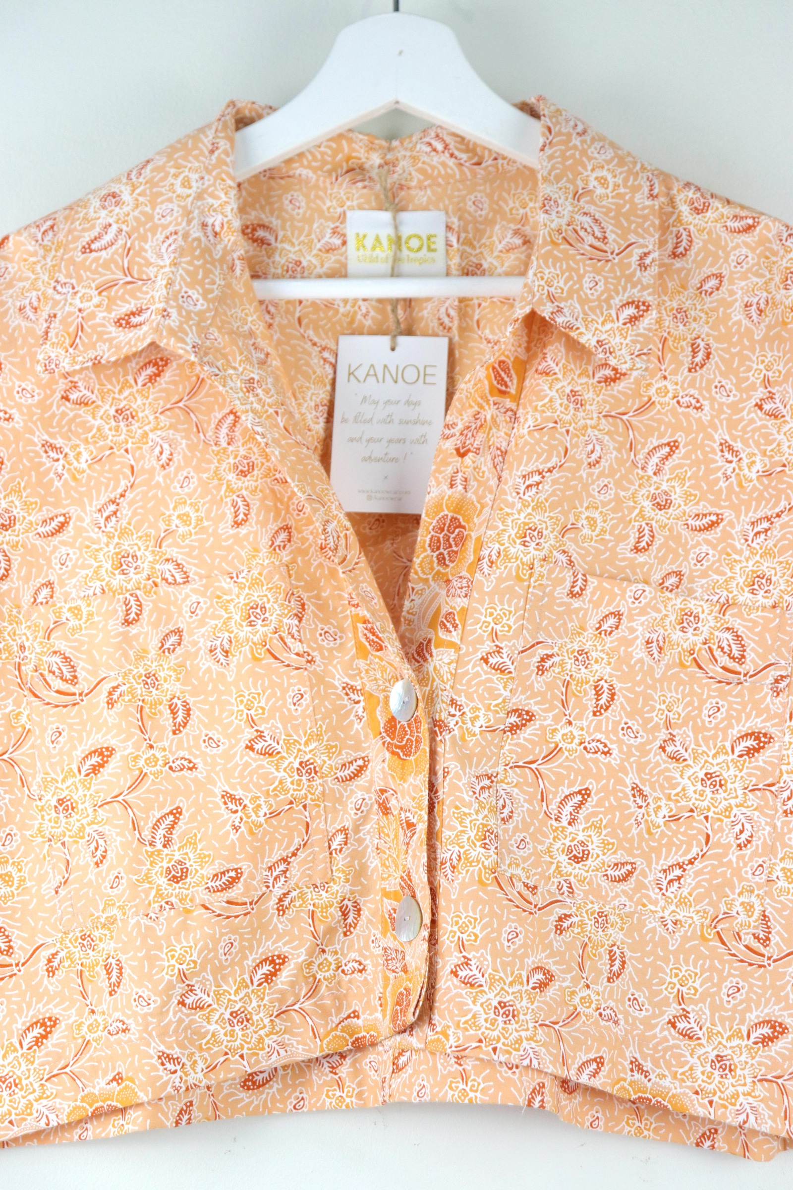 Utilitarian Cropped Batik Shirt - Citrus Sunshine