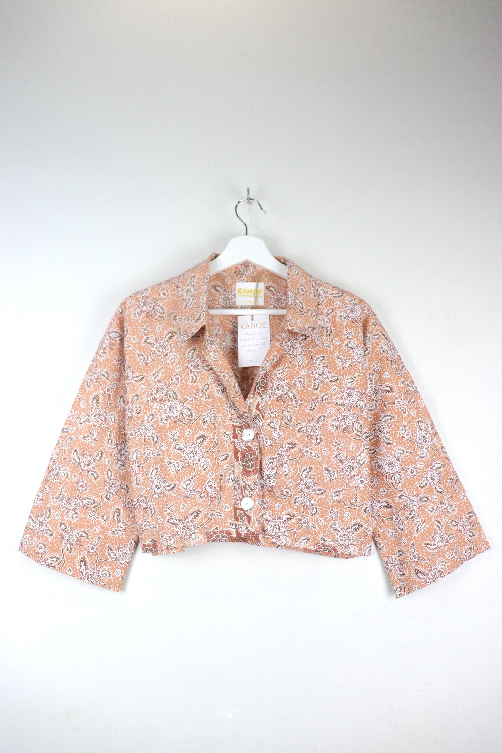Utilitarian Cropped Batik Shirt - Apricot Oasis