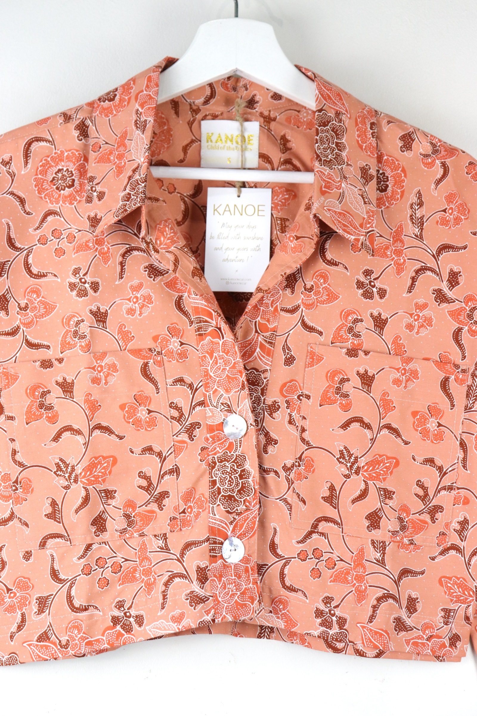Utilitarian Cropped Batik Shirt - Tangerine Dream