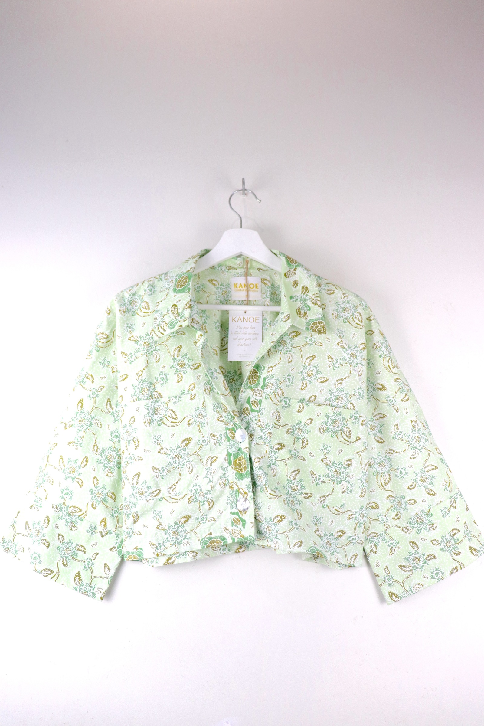 Utilitarian Cropped Batik Shirt - Garden Glow