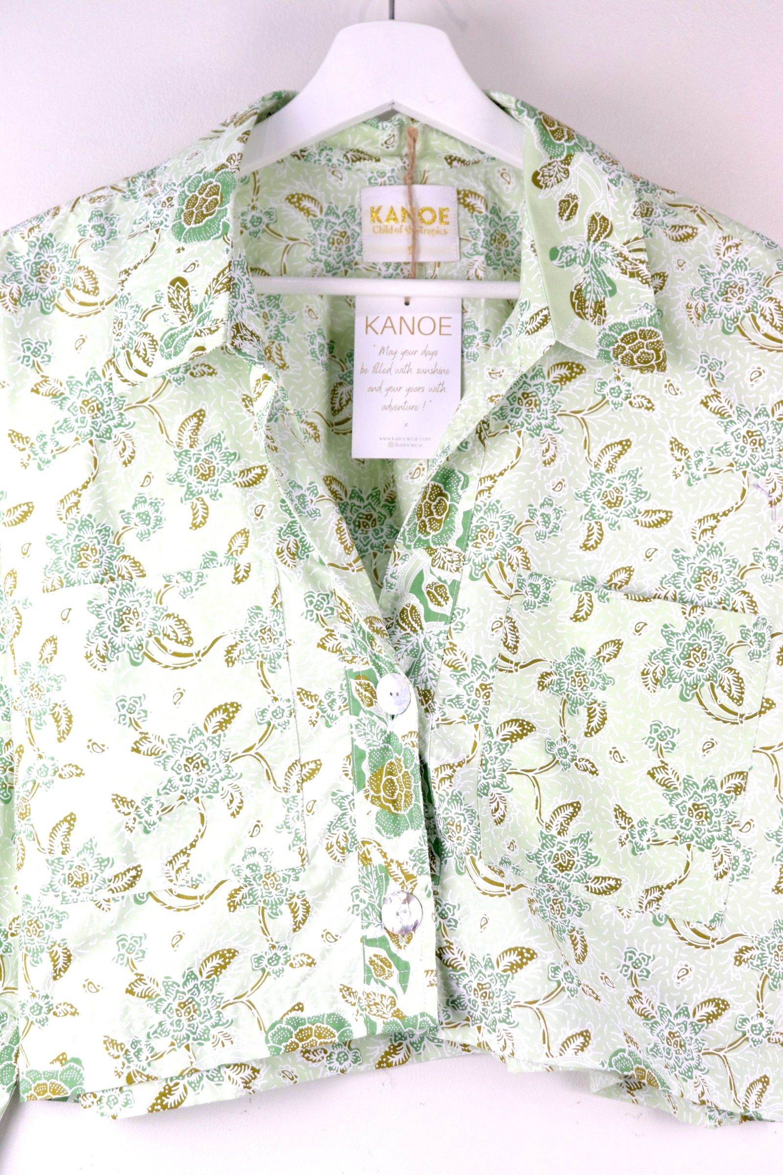 Utilitarian Cropped Batik Shirt - Garden Glow