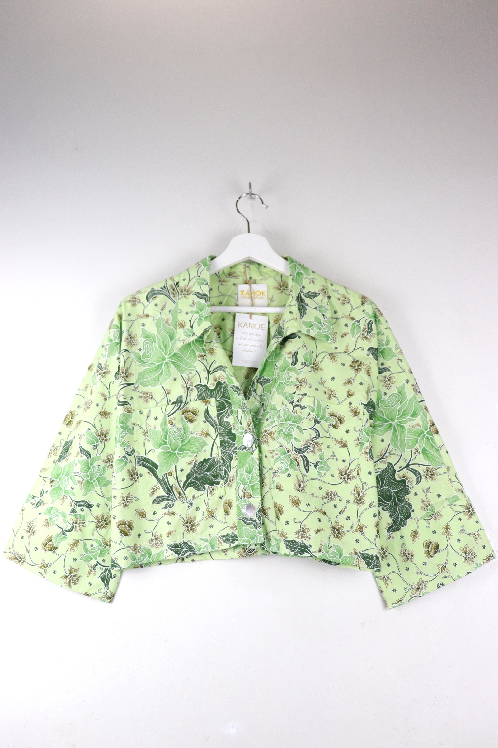 Utilitarian Cropped Batik Shirt - Springtime Field
