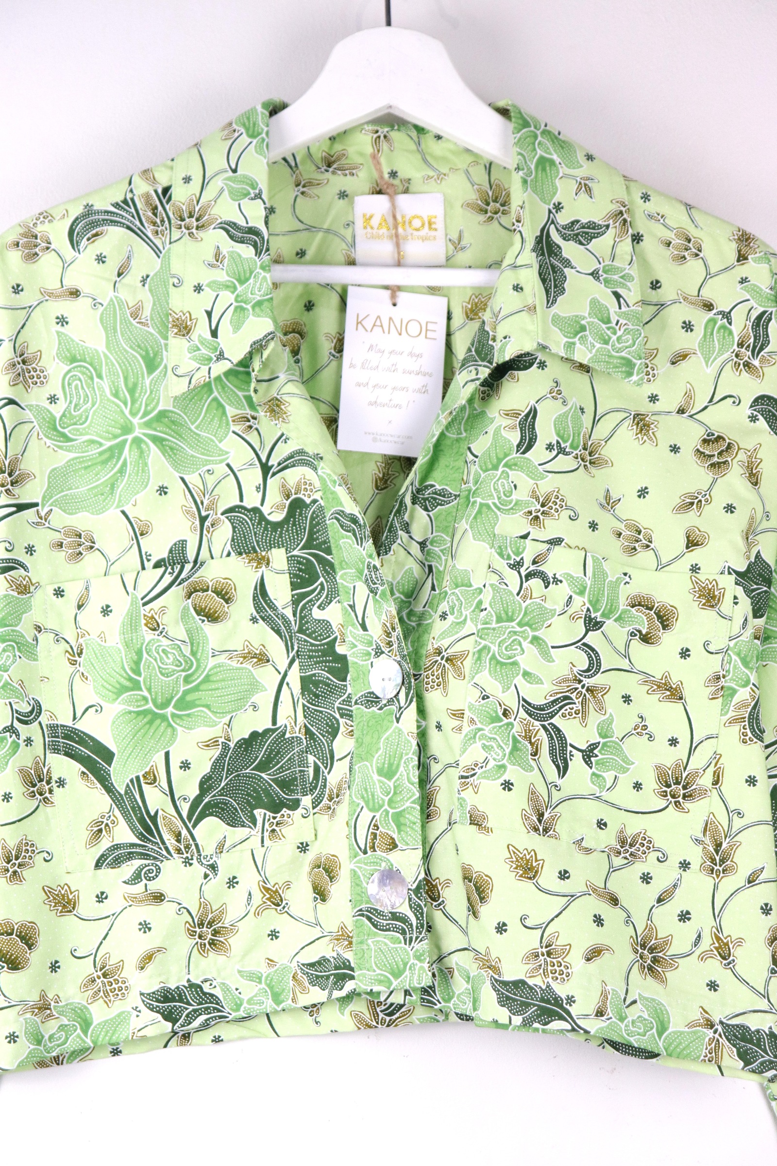 Utilitarian Cropped Batik Shirt - Springtime Field