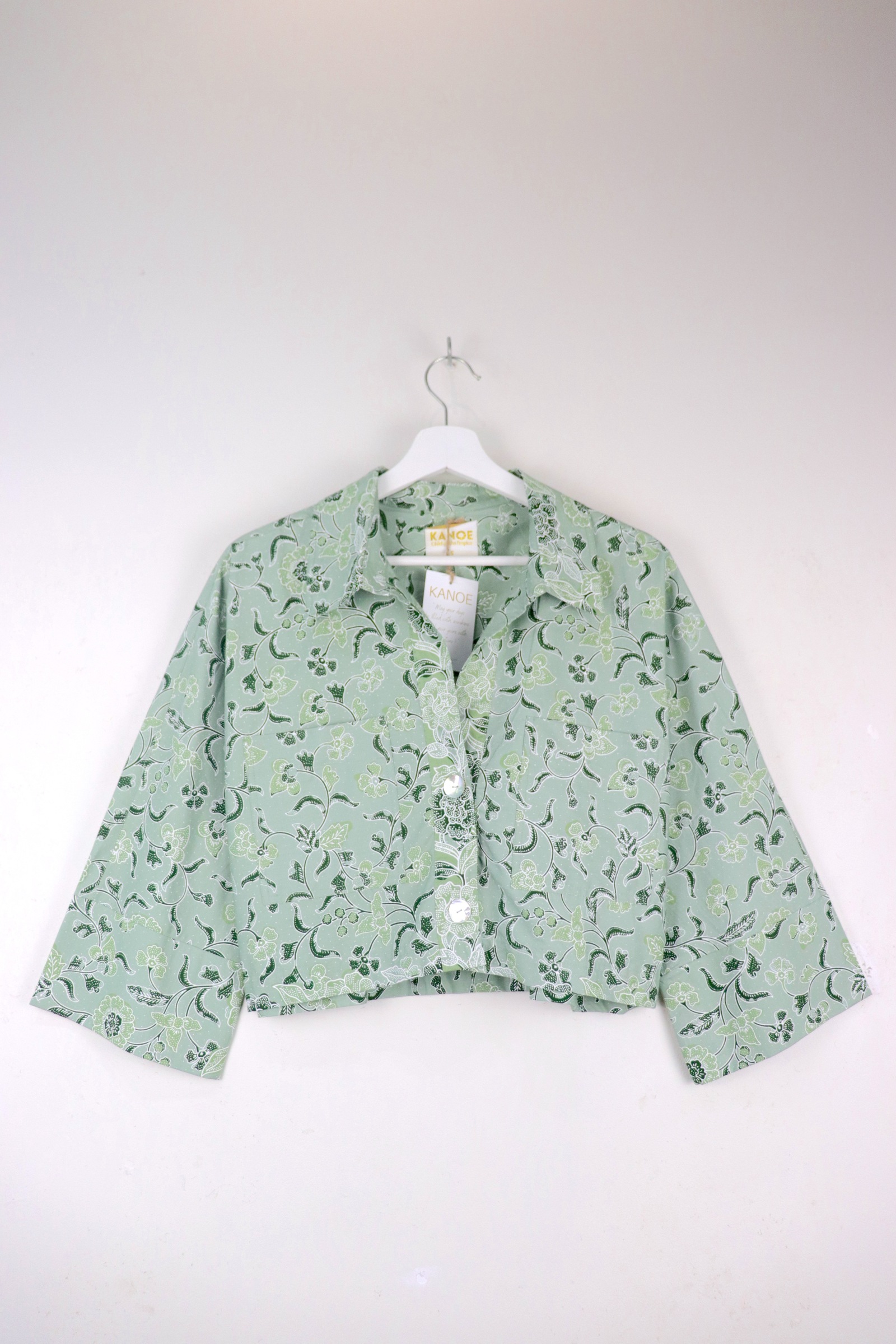 Utilitarian Cropped Batik Shirt - Forest Fresh