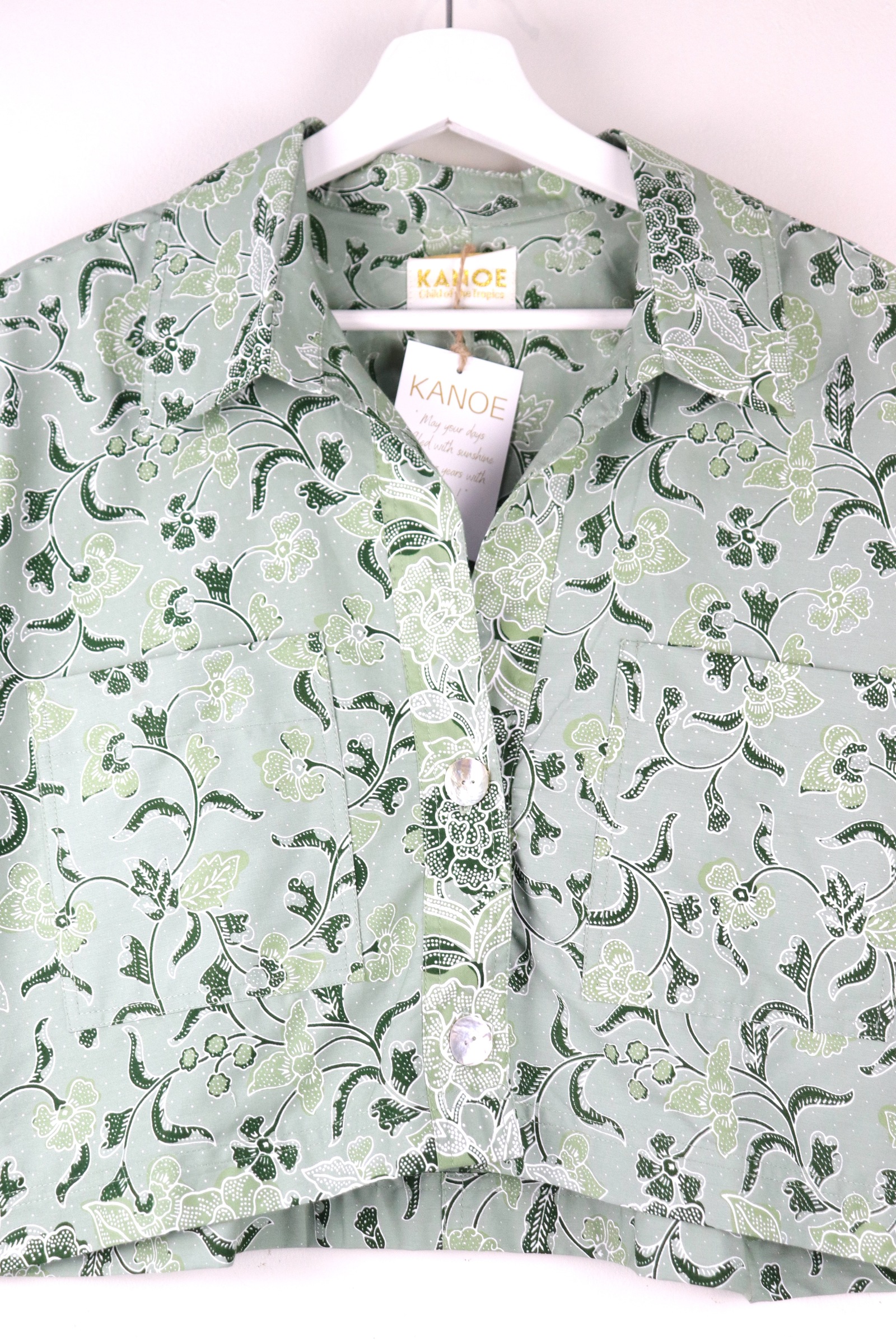 Utilitarian Cropped Batik Shirt - Forest Fresh