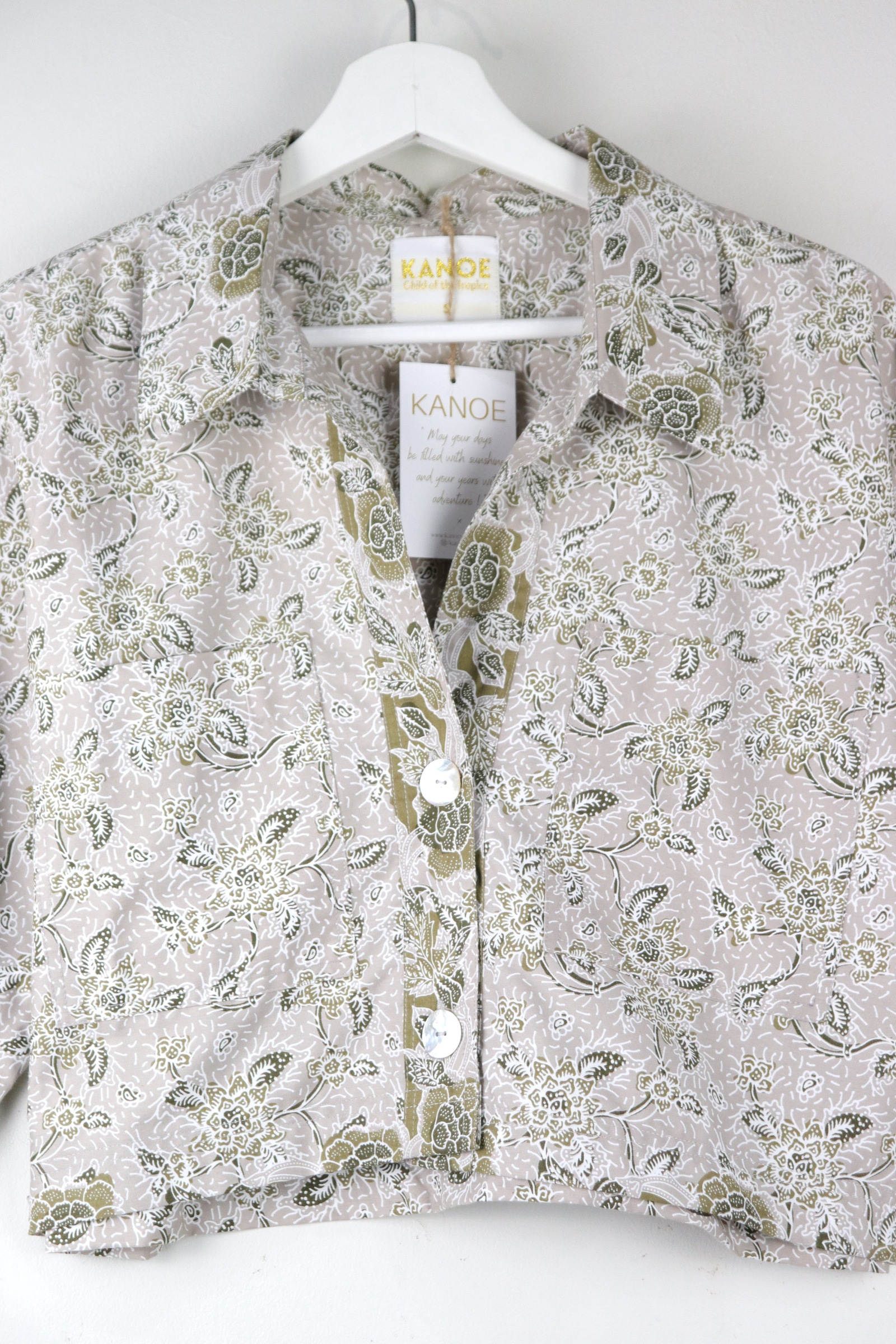 Utilitarian Cropped Batik Shirt - Silver Serenity
