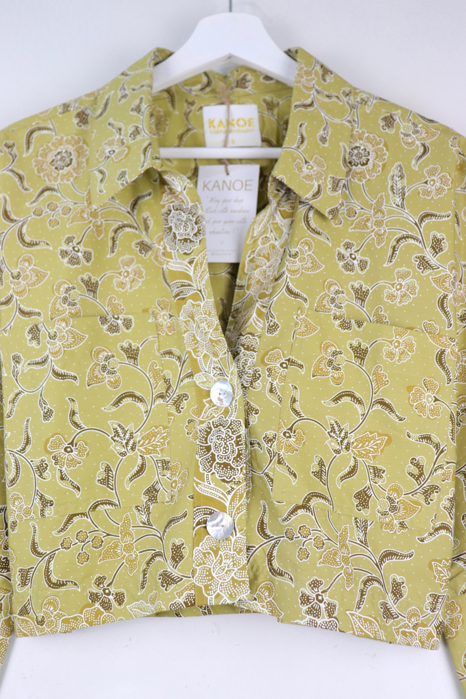 Utilitarian Cropped Batik Shirt - Evergreen Essence