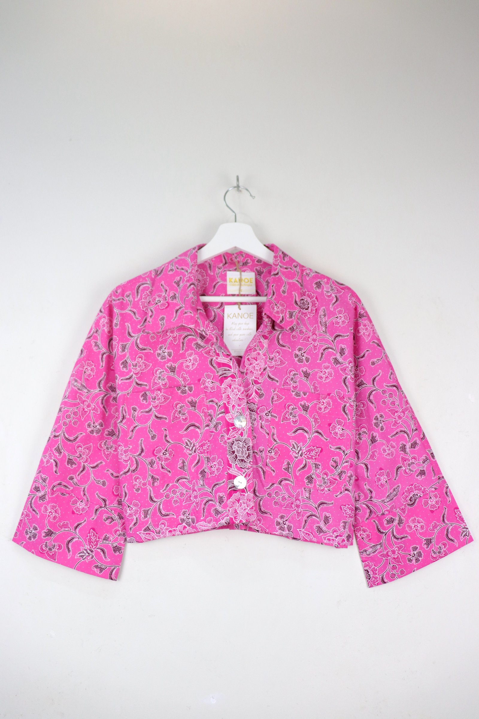 Utilitarian Cropped Batik Shirt - Petal Paradise