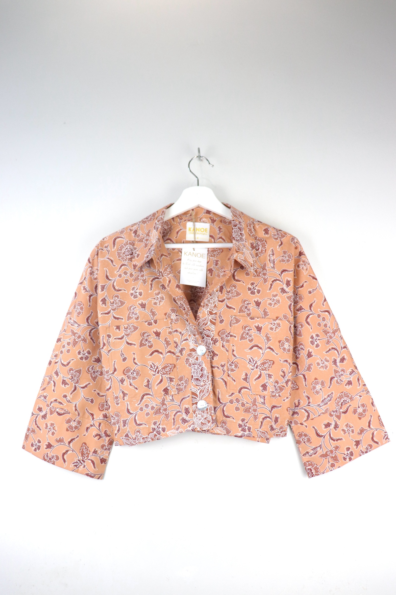 Utilitarian Cropped Batik Shirt - Amber Blossom