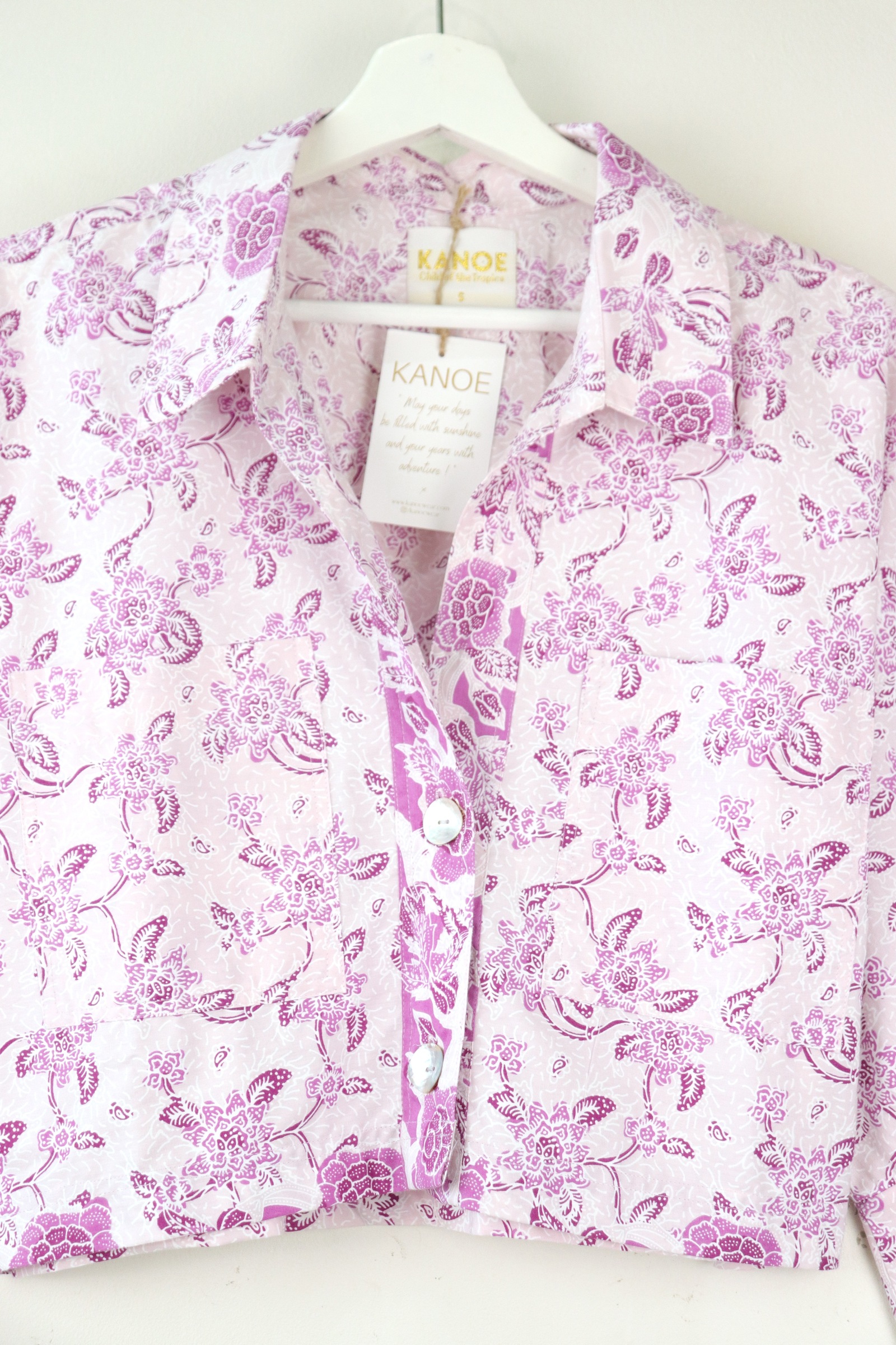 Utilitarian Cropped Batik Shirt - Lilac Breeze
