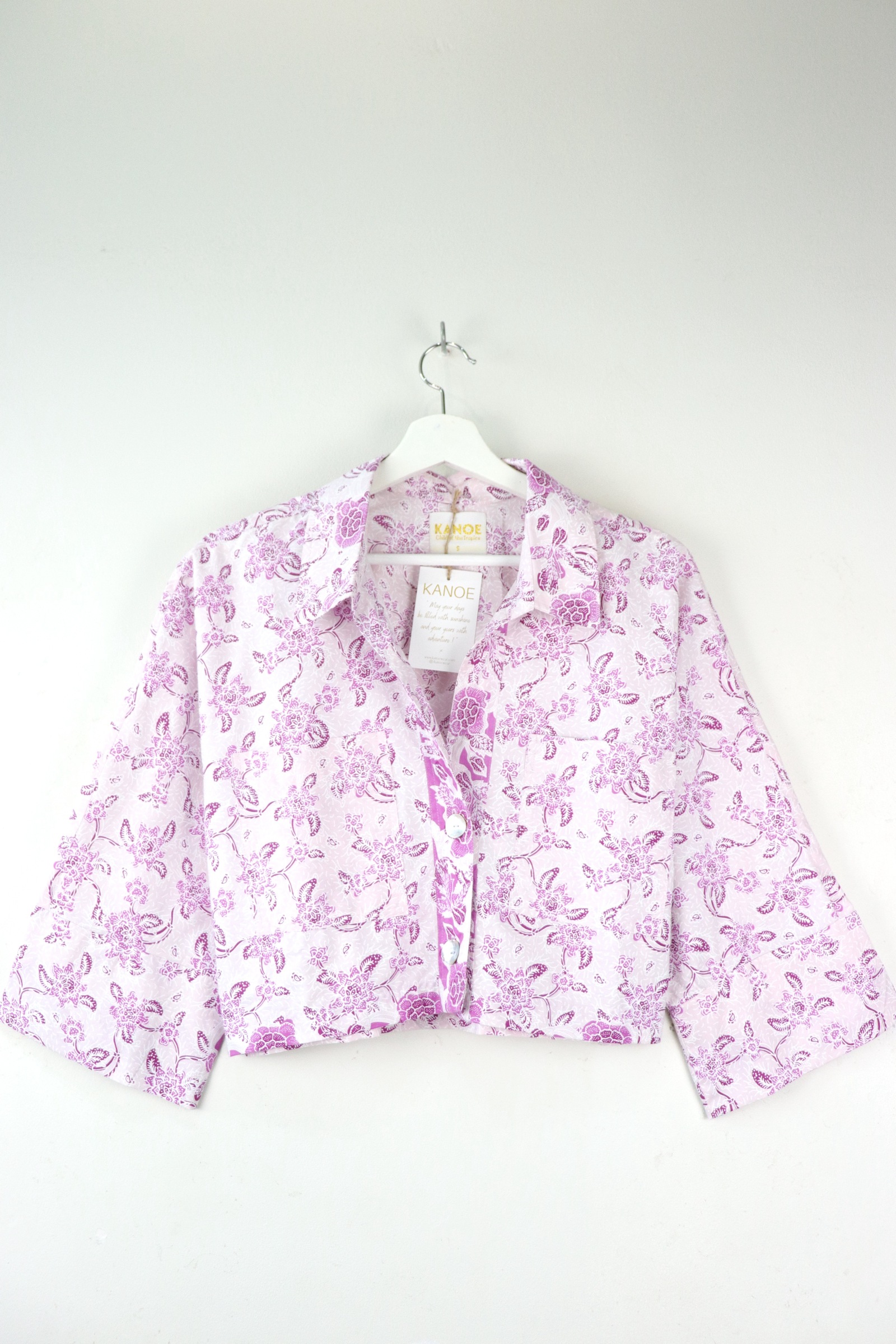 Utilitarian Cropped Batik Shirt - Lilac Breeze