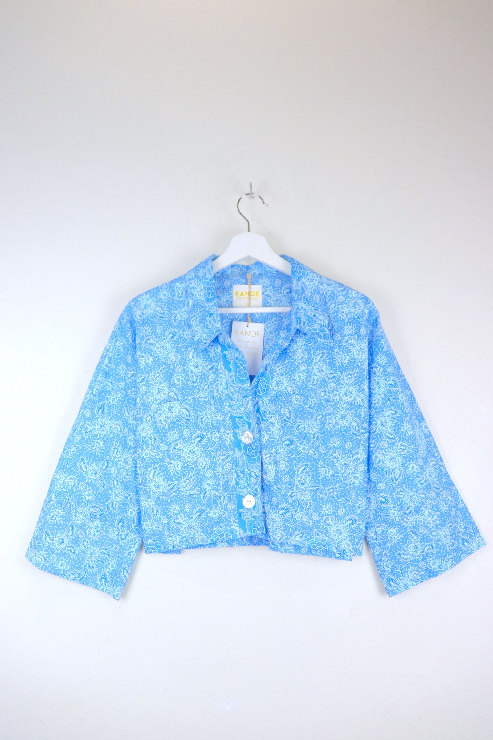 Utilitarian Cropped Batik Shirt - Spring Rain