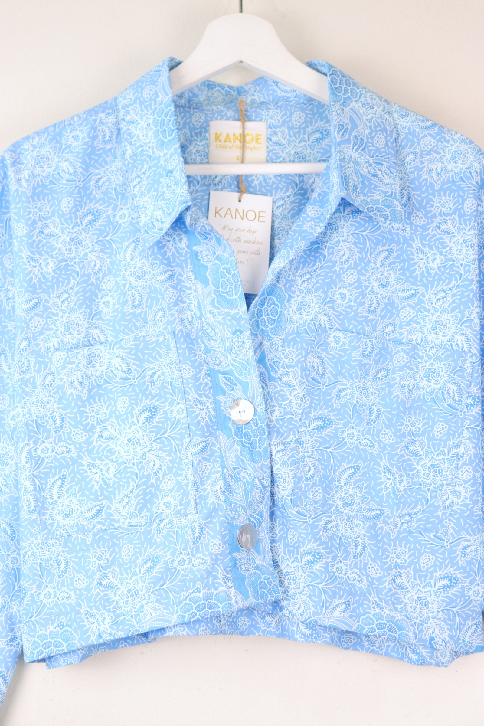 Utilitarian Cropped Batik Shirt - Spring Rain