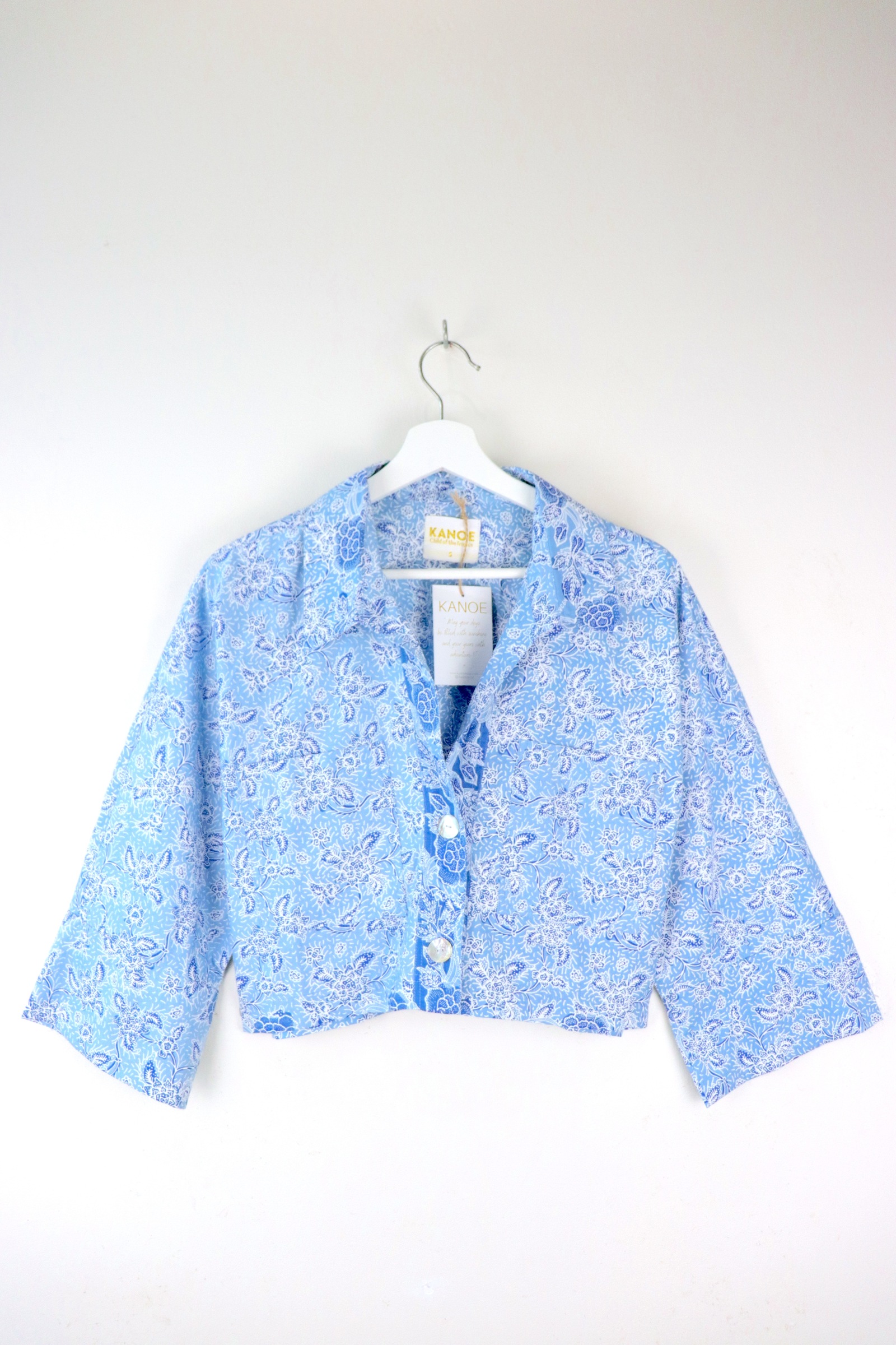 Utilitarian Cropped Batik Shirt - Drizzly Day