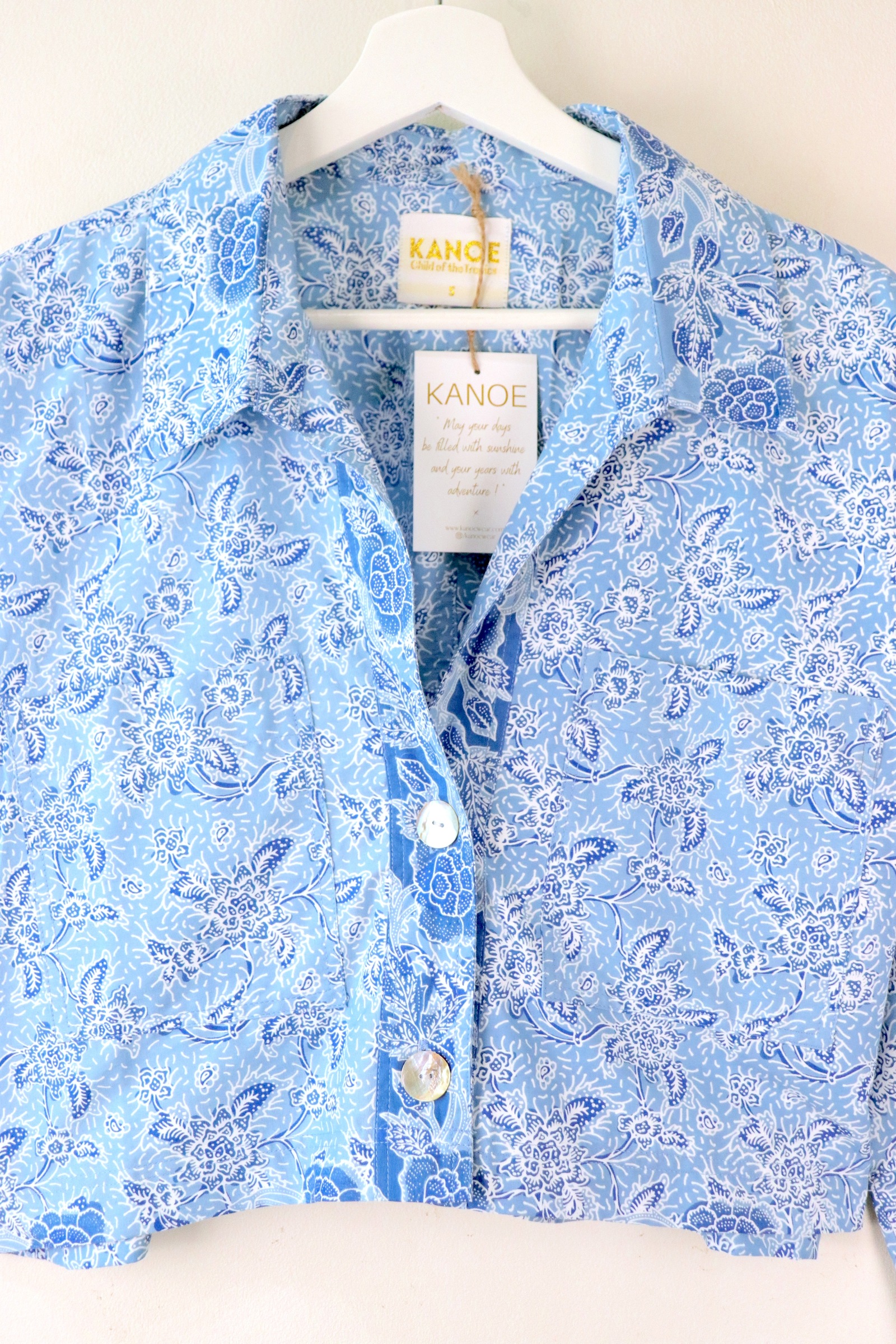 Utilitarian Cropped Batik Shirt - Drizzly Day