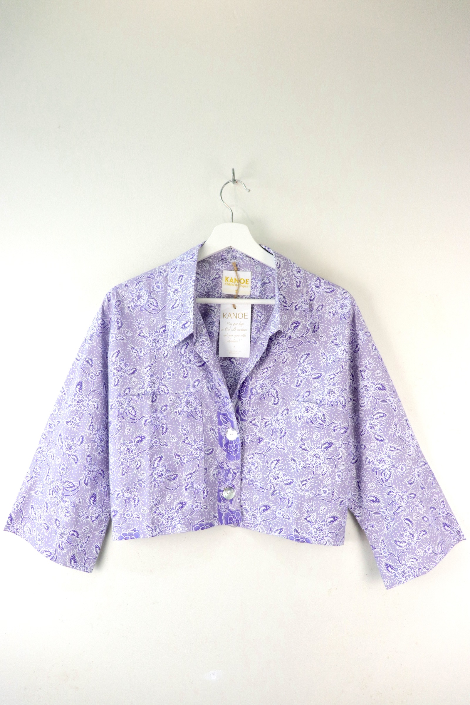 Utilitarian Cropped Batik Shirt - Lavender Mist