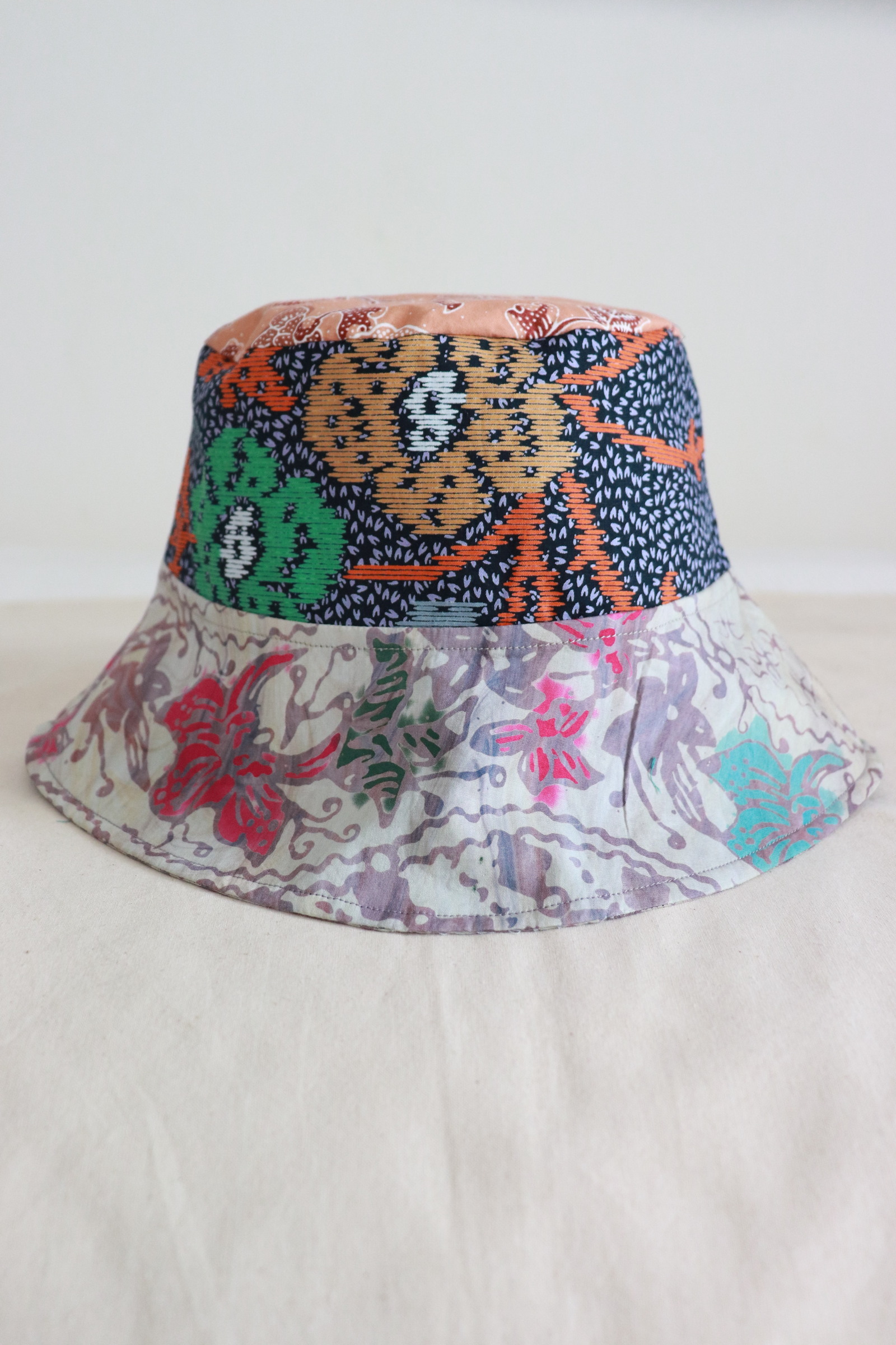 Patchwork Batik Bucket Hat Wide Brim - Ivy