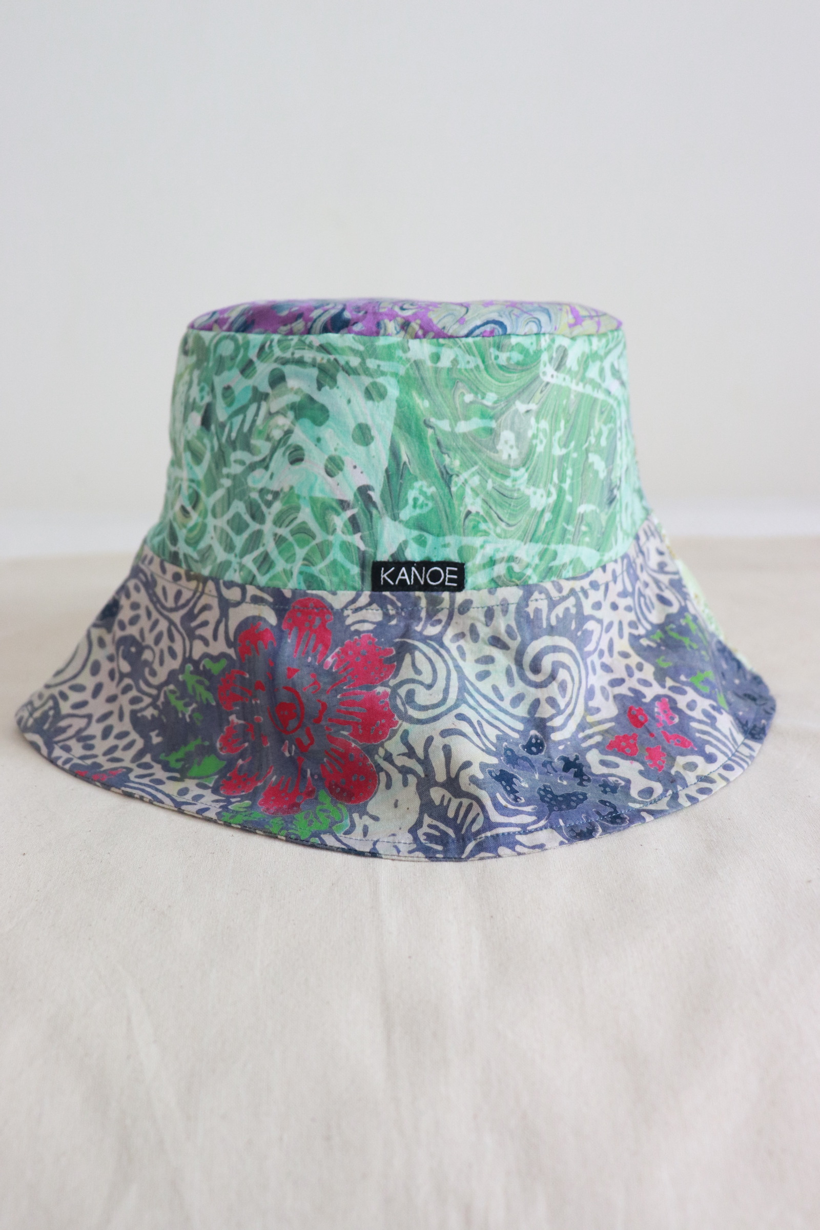 Patchwork Batik Bucket Hat Wide Brim - Flora