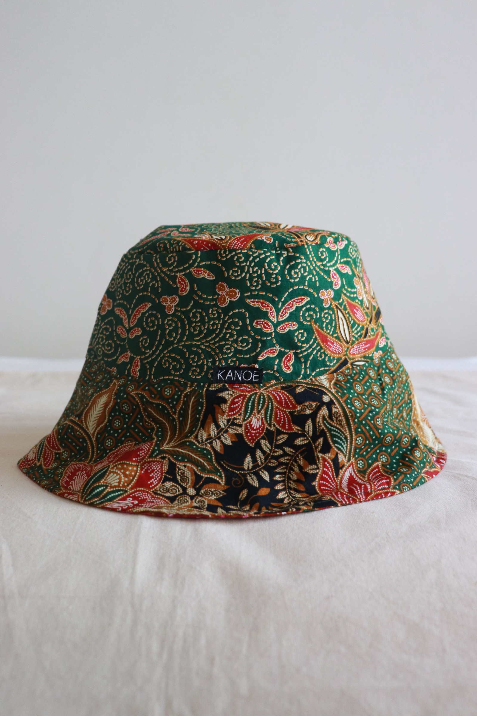 Reversible Batik Bucket Hat  - Sage [Wide Brim]