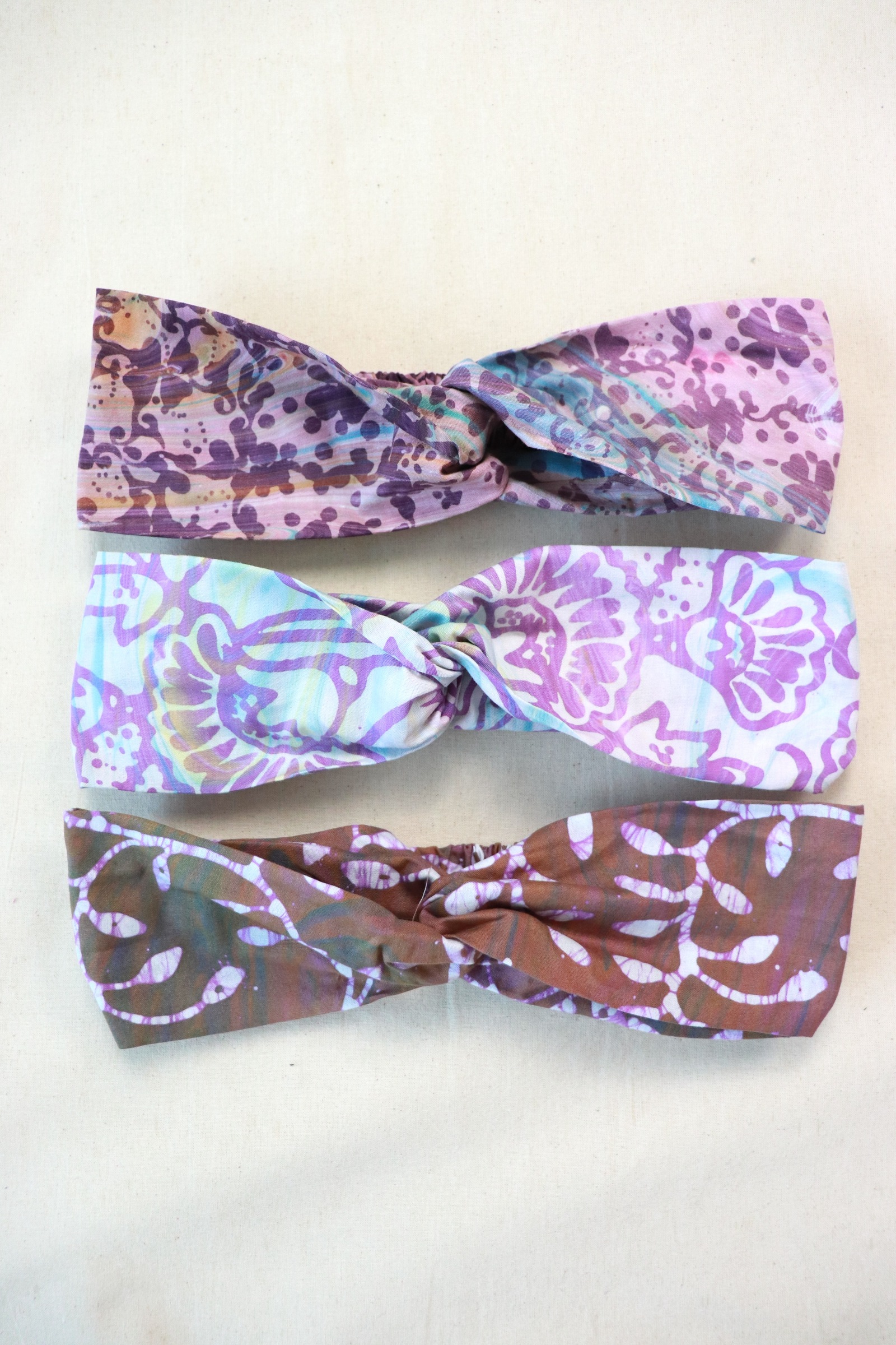 Handmade Crossover Batik Headbands [Set of 3] - Edith