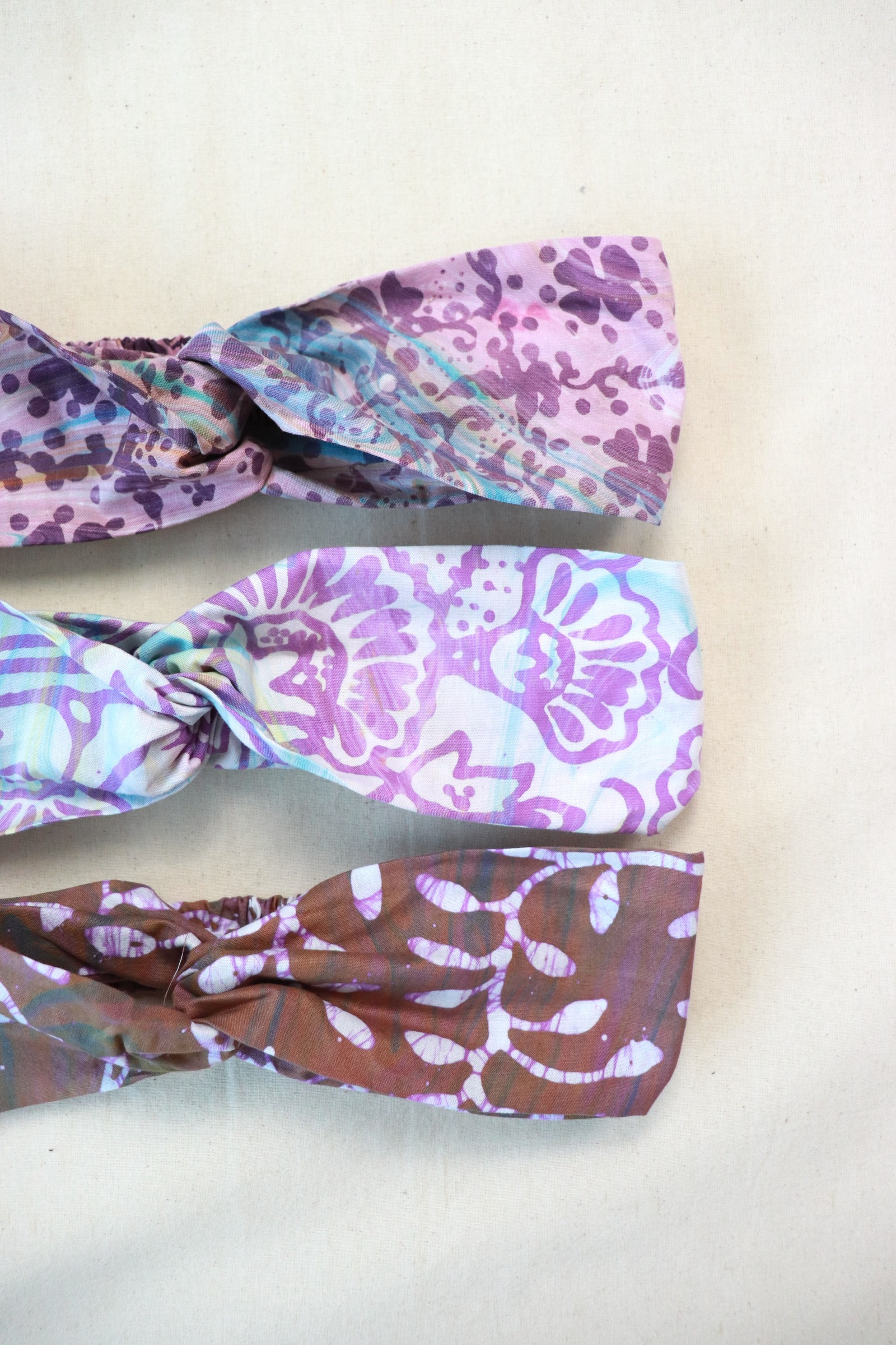 Handmade Crossover Batik Headbands [Set of 3] - Edith