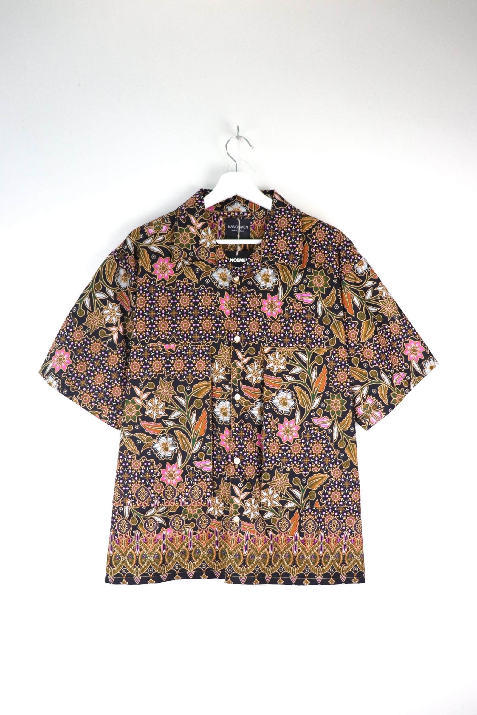 Men's Oversized Pockets Shirt - Black Pink
