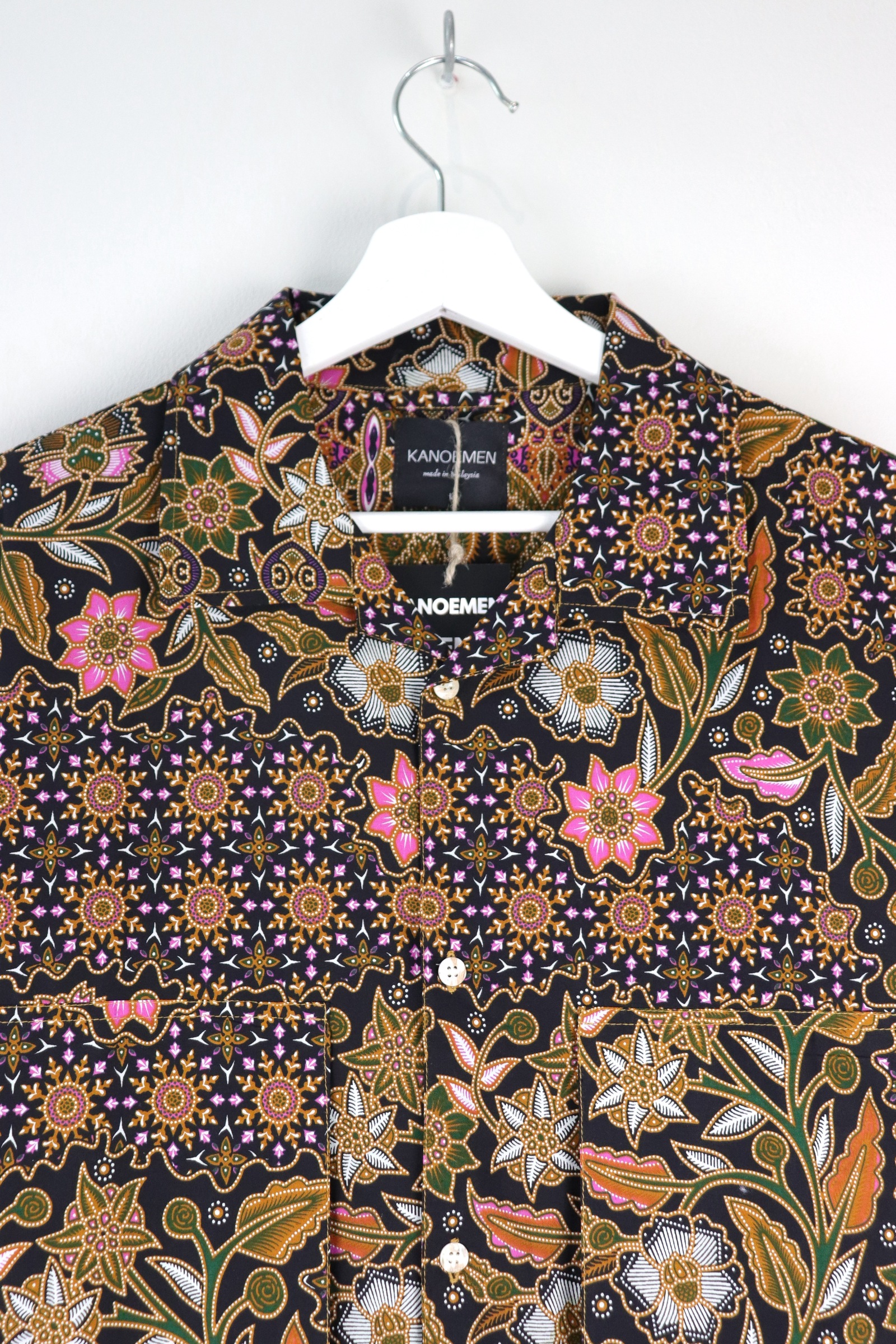 Men's Oversized Pockets Shirt - Black Pink
