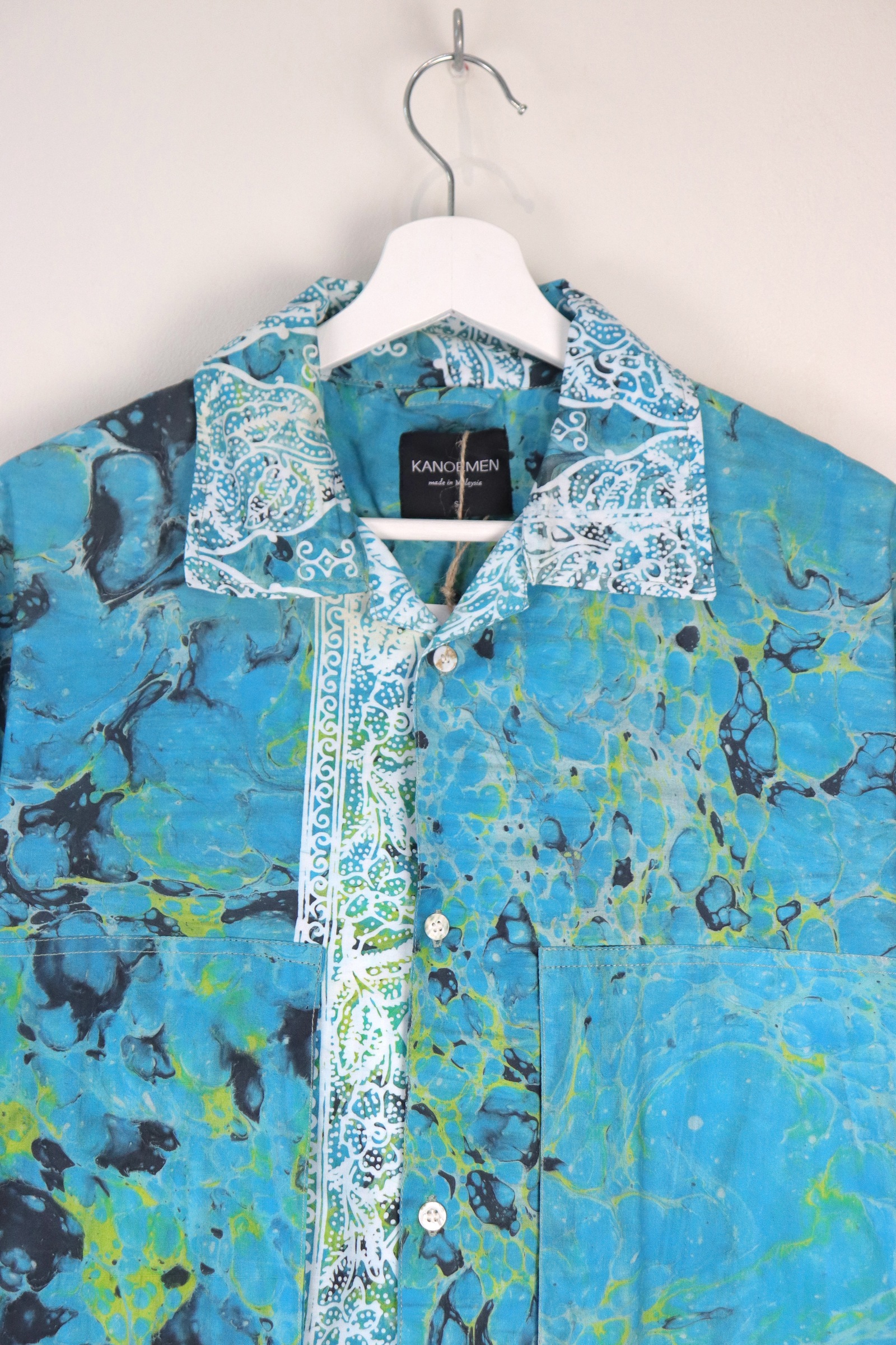 Men's Oversized Pockets Shirt - Uncle Blue [ Handmade Batik ] [ S ]