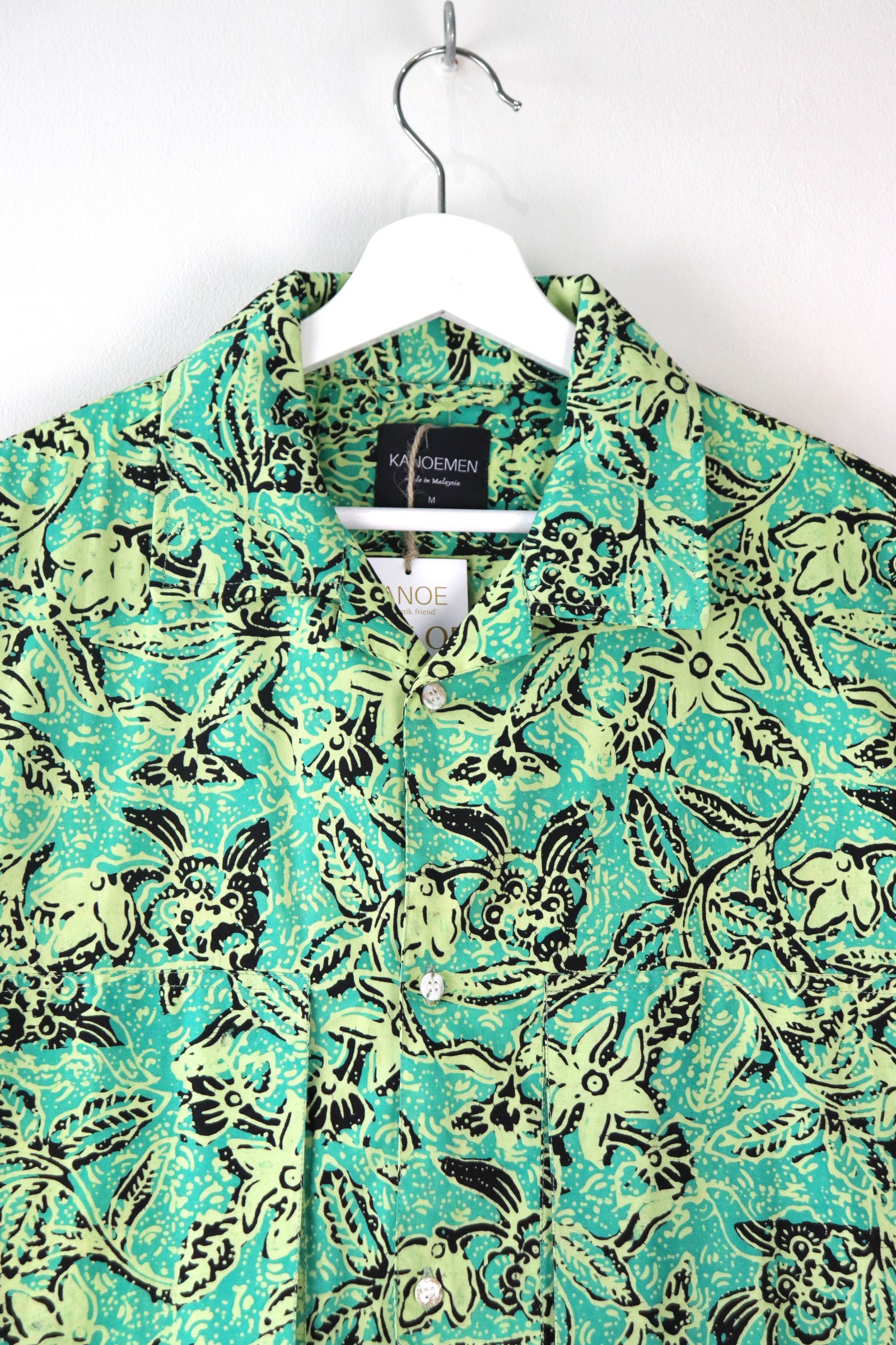 Men's Oversized Pockets Shirt - Lime Rizz [ Handmade Batik ] [ M ] 