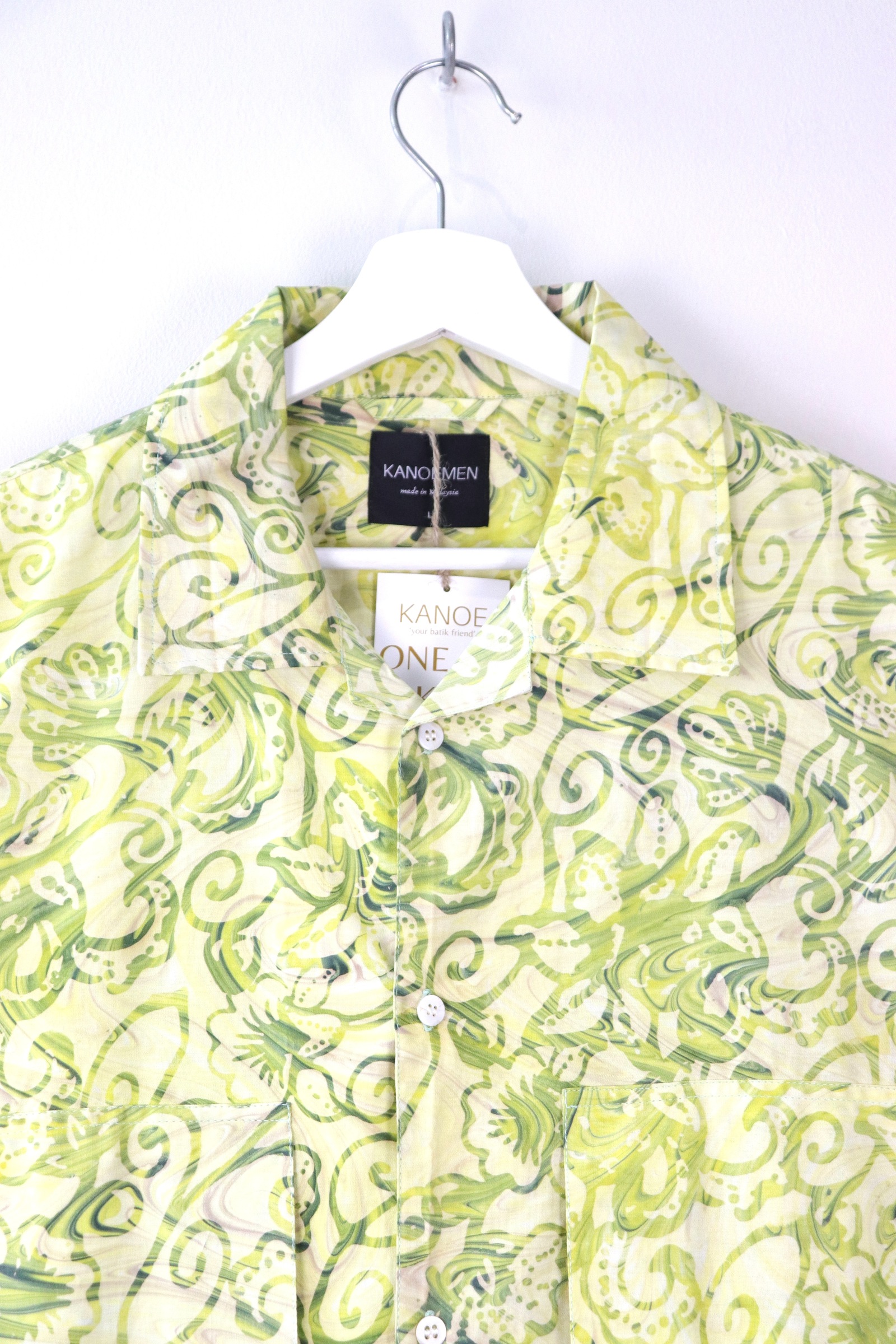Men's Oversized Pockets Shirt - Ice Lemon [ Handmade Batik ] [ L ]