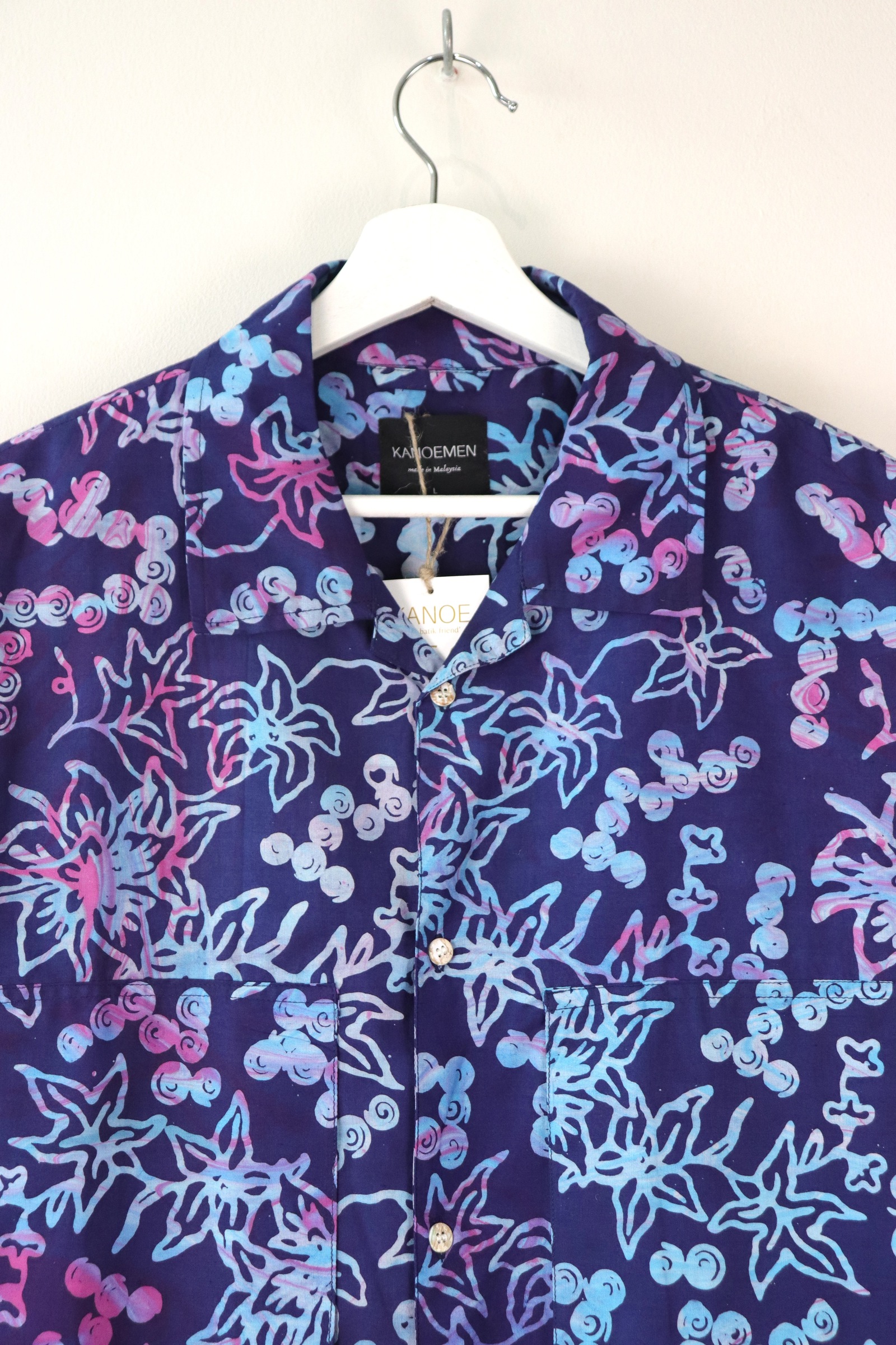 Men's Oversized Pockets Shirt - Berry Tart [ Handmade Batik ]